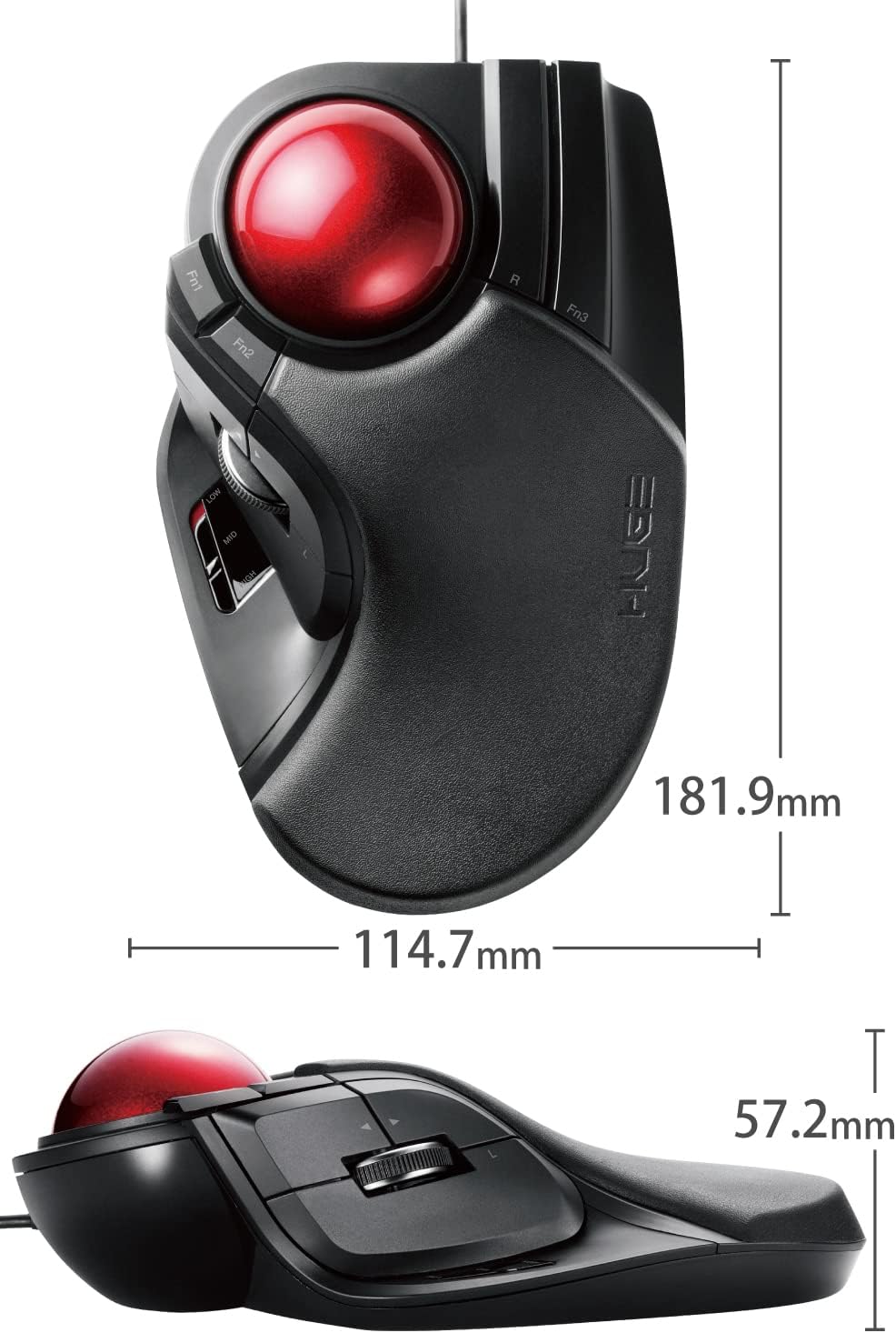 Thumbnail 6 de エレコム M-HT1URXBK HUGE 有線トラックボール 52mm大型ボール・8ボタン・チルトホイール