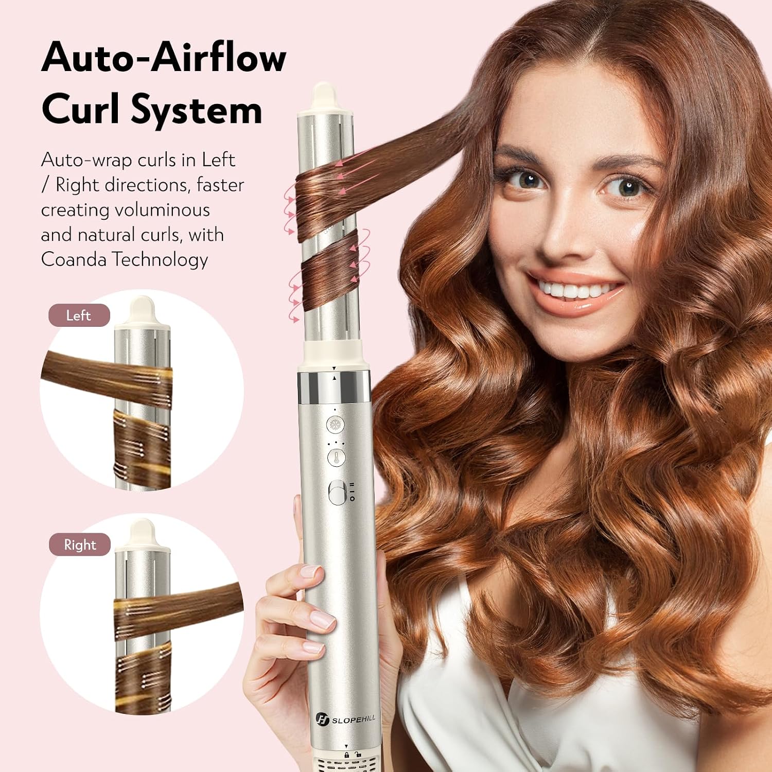 Detalle 2 de Slopehill 5-in-1 Airstyler: Hairstyler, Lockenstab Auto-Wrap, Warmluftbürste & Glätteisen – kompakt, vielseitig & reisefreundlich