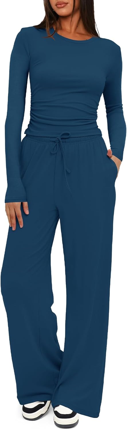 Thumbnail 5 de Darong Women’s 2-Piece Lounge Set: Long Sleeve Top + Wide-Leg Pants