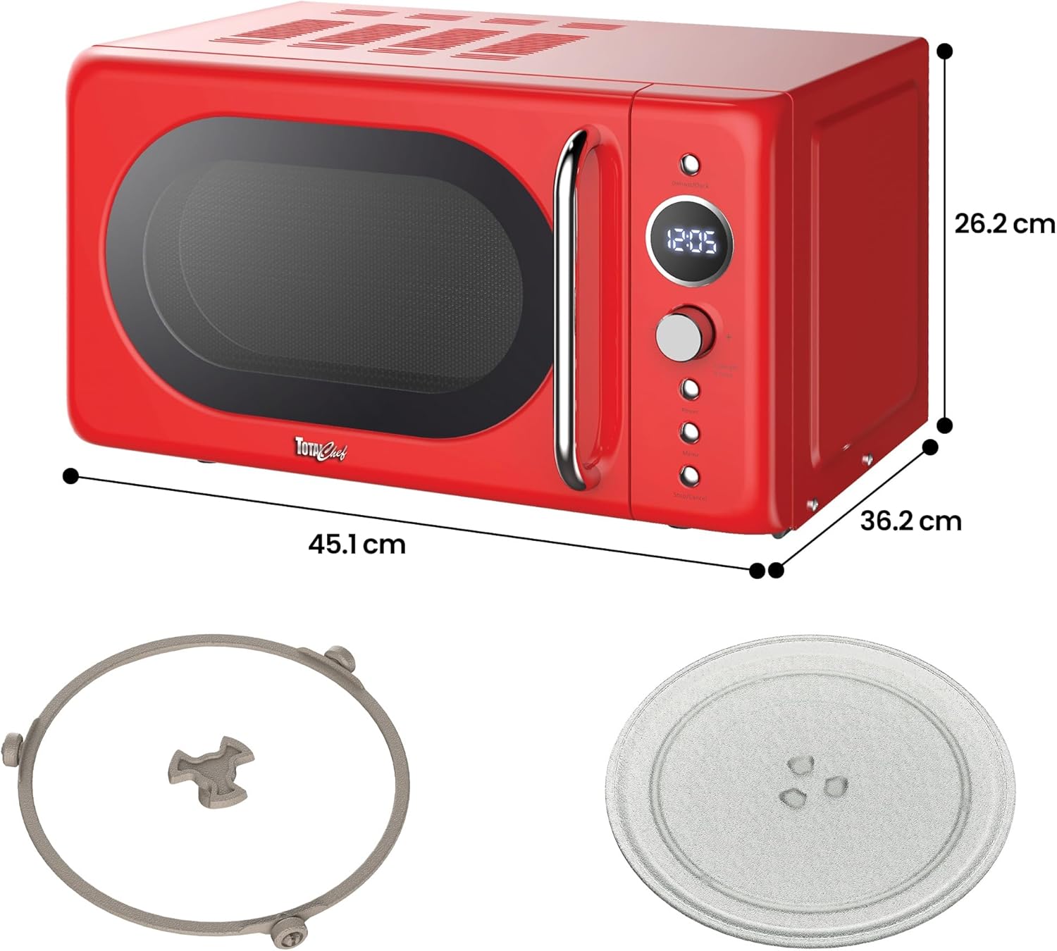 Thumbnail 5 de Total Chef Retro 20L Microwave Oven (700W) with Digital LED Display, 8 Preset Modes & 60 Min Timer