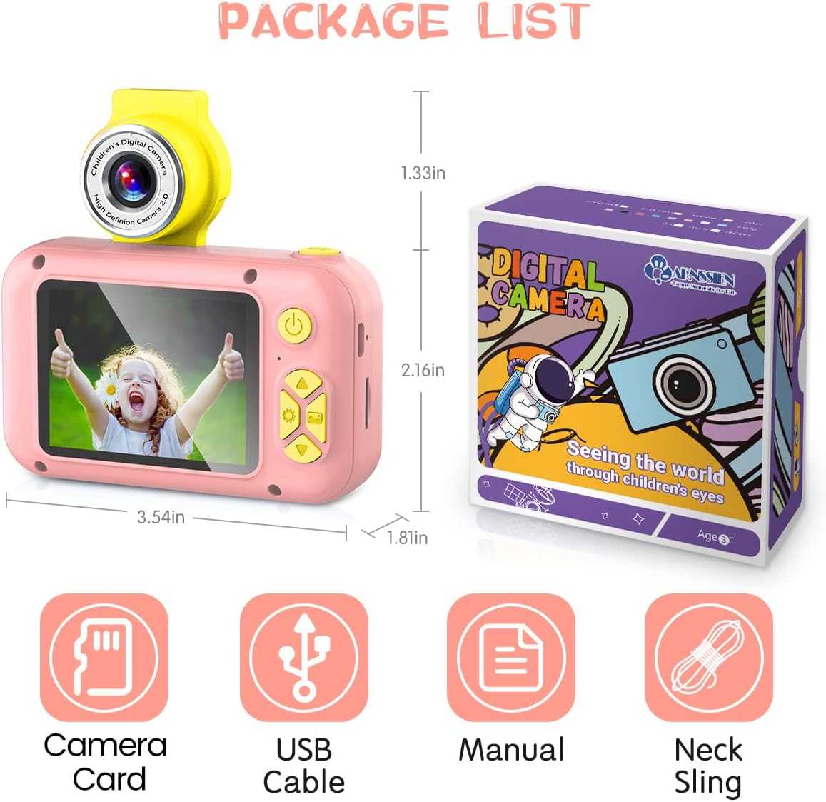Thumbnail 6 de ARNSSIEN Kids Camera (X101) 2.4 Inch IPS 180° Flip Lens – Pink