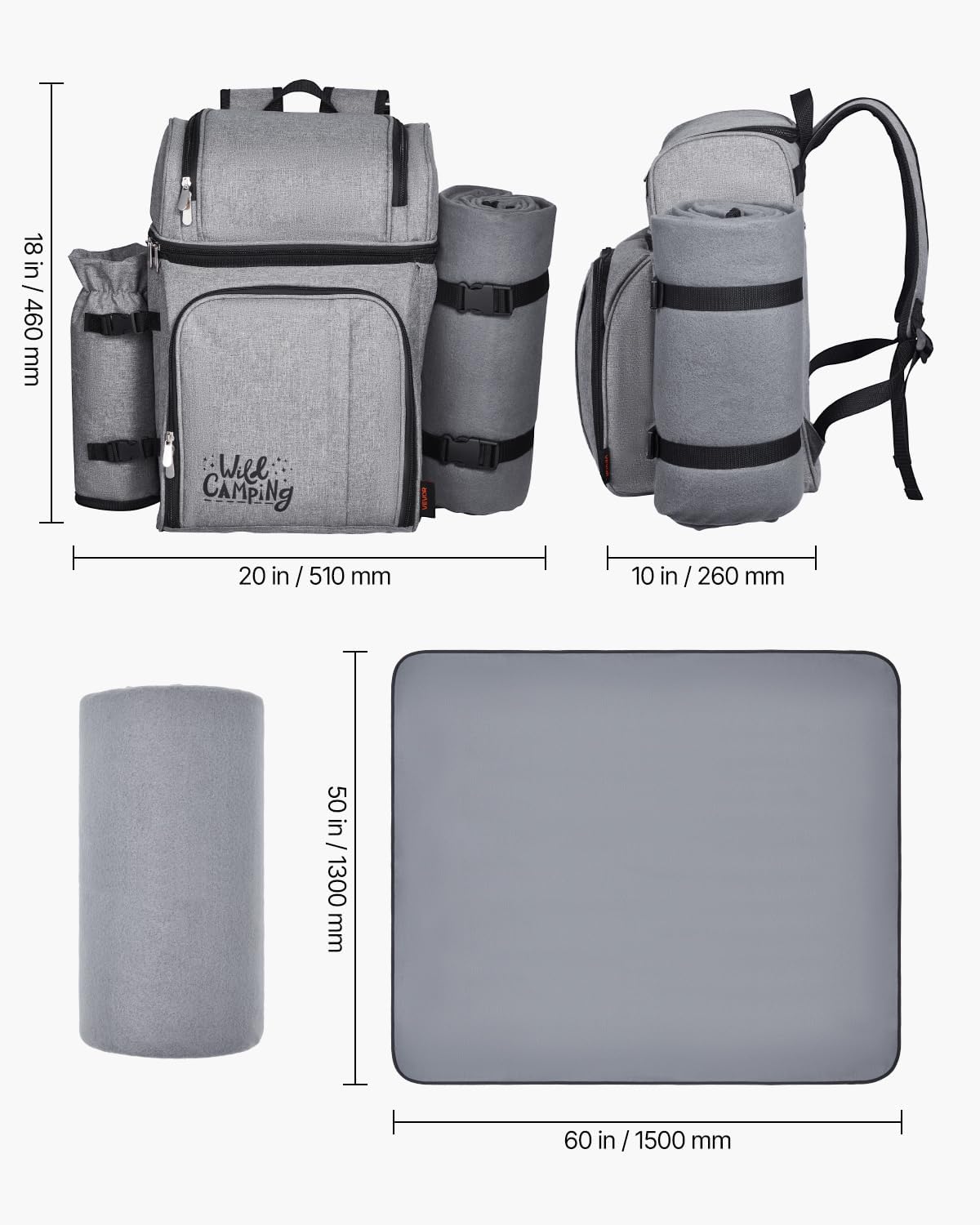 Thumbnail 6 de VEVOR Picnic Backpack, 600D Oxford Fabric
