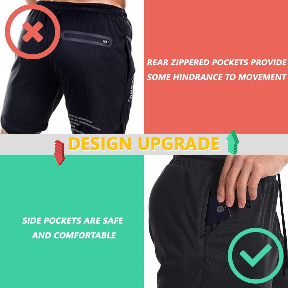 Thumbnail 5 de JWJ Men's 2-in-1 Running Shorts with Quick-Dry Fabric and Pockets