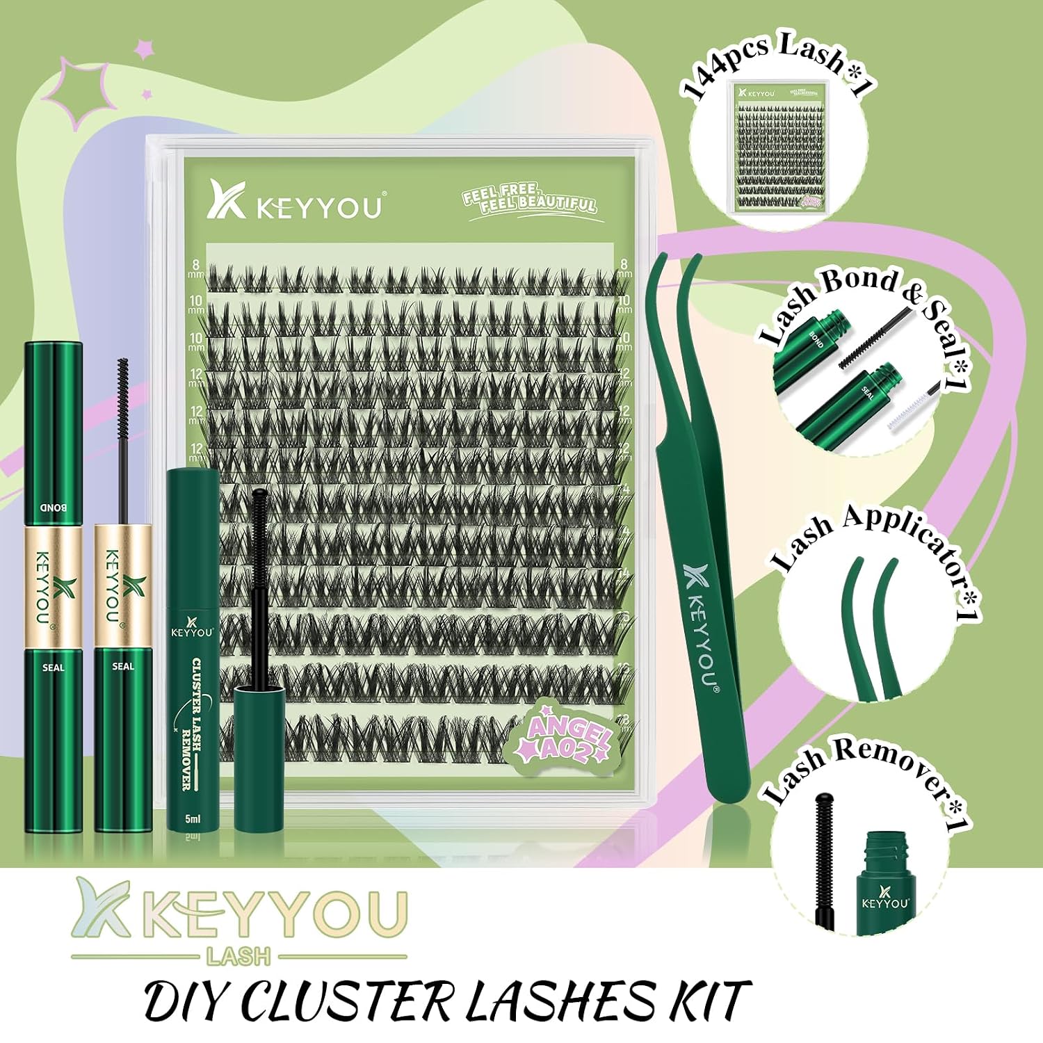 Detalle de KEYYOU Lash Cluster Kit, 144 Clusters
