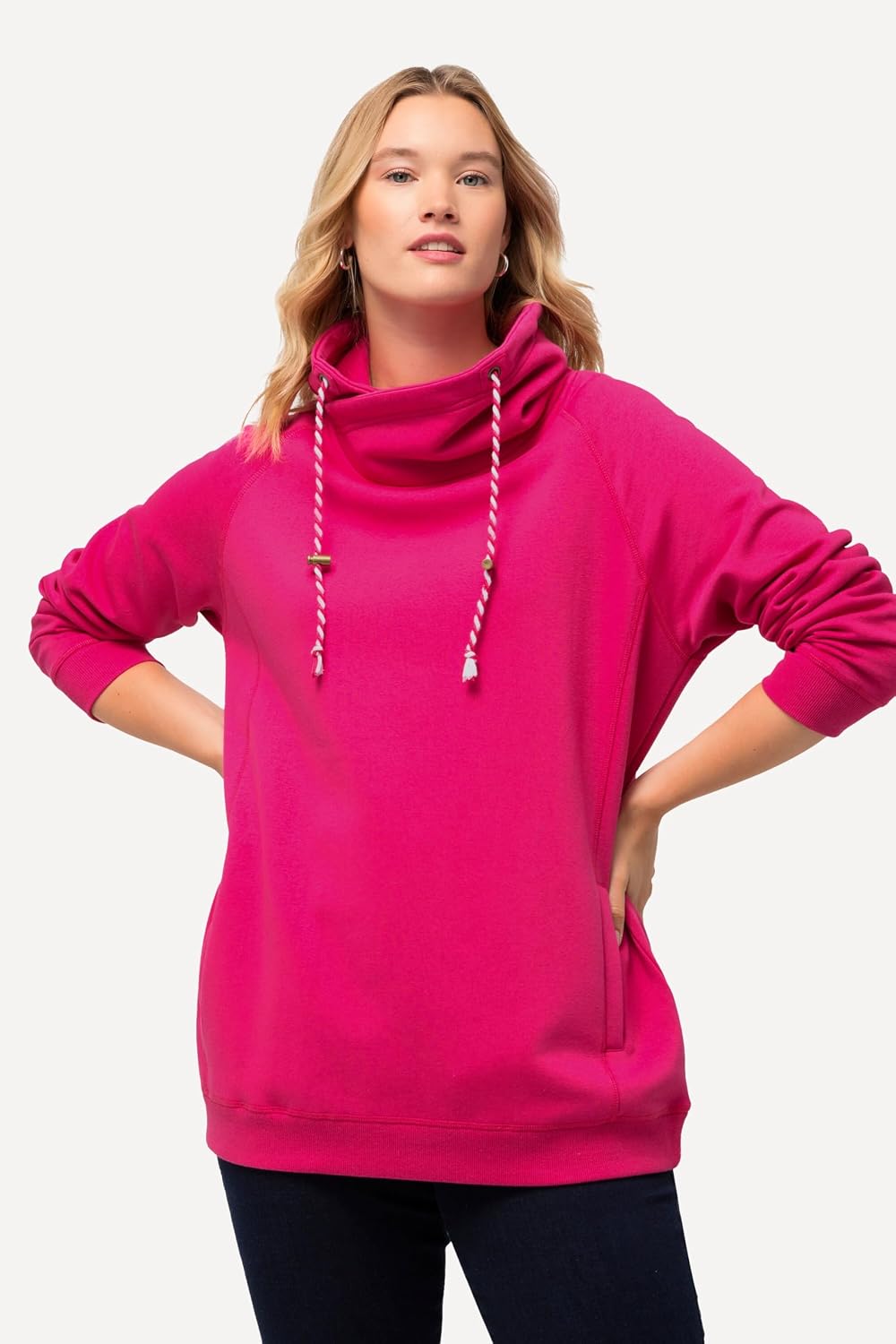 Detalle 2 de Ulla Popken Sweatshirt femme à col avec cordon et manches longues