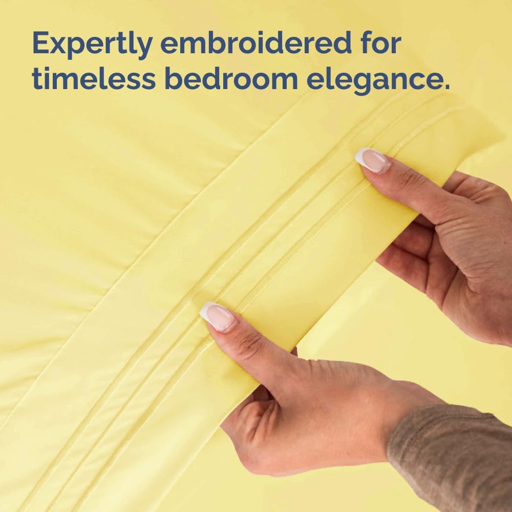 Detalle de Standard Pillow Cases Set of 4 – Ultra Soft Hotel Quality Pillowcase Covers in Yellow