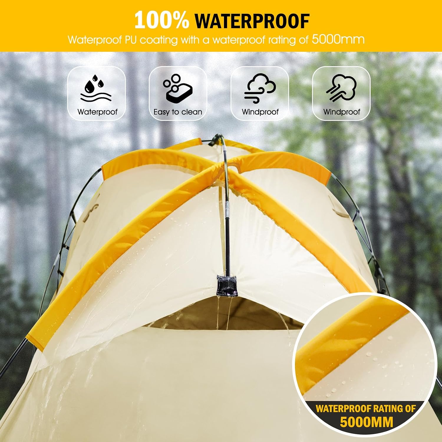Detalle de Pickup Truck Tent with Awning Shade (Waterproof PU5000) for 5'5"–6'3" Truck Beds