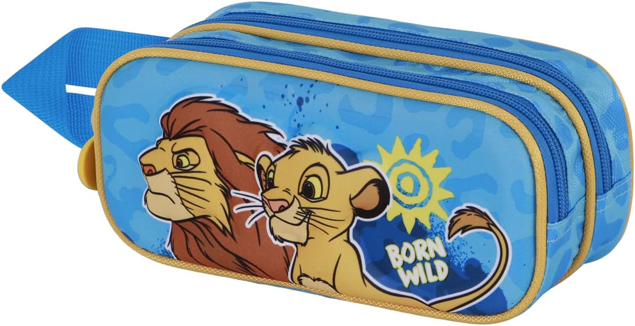 Detalle de Disney Il Re Leone Wild Astuccio 3D doppio con zip blu, 22 x 10 cm