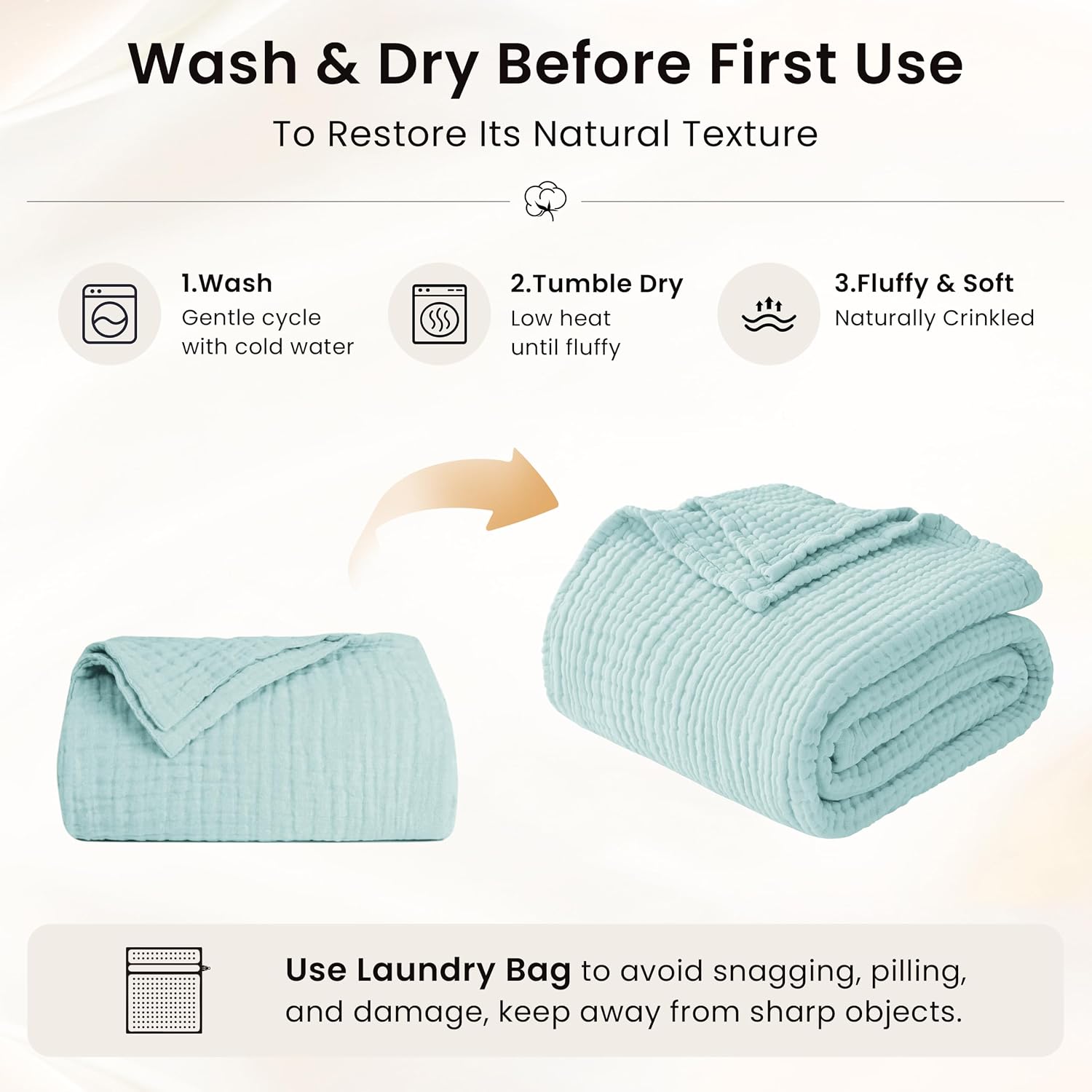 Detalle 2 de Love's cabin Cotton Muslin Throw Blanket, 100% Cotton