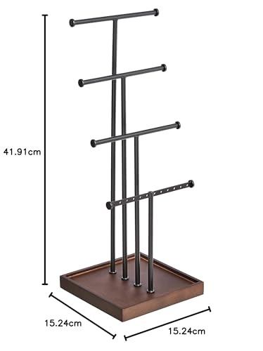 Detalle de Amazon Basics Présentoir à bijoux à quatre étages, Noyer/Noir, Arbre