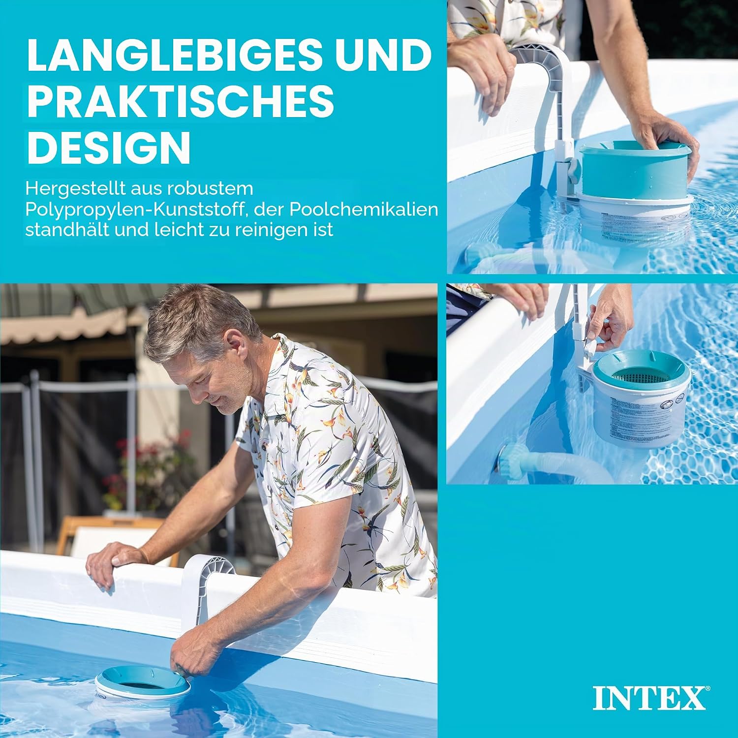 Detalle de Intex Deluxe Oberflächenskimmer 28000E – Wandmontage, Grau, 20.96 x 24.13 x 33.02 cm
