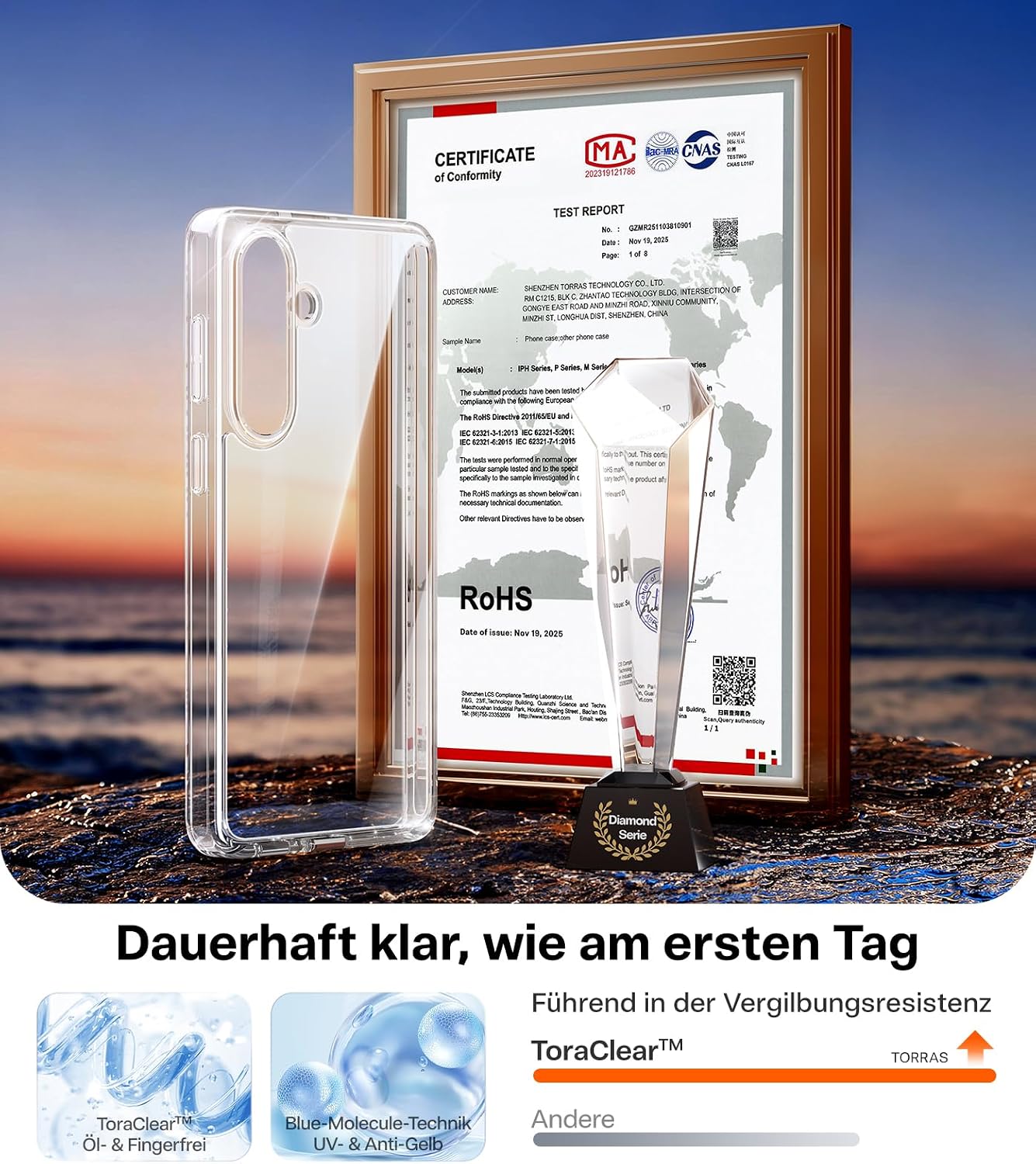 Detalle 2 de TORRAS Guardian Hülle für Samsung Galaxy S26 – 360° Airbags, stoßfest & transparent
