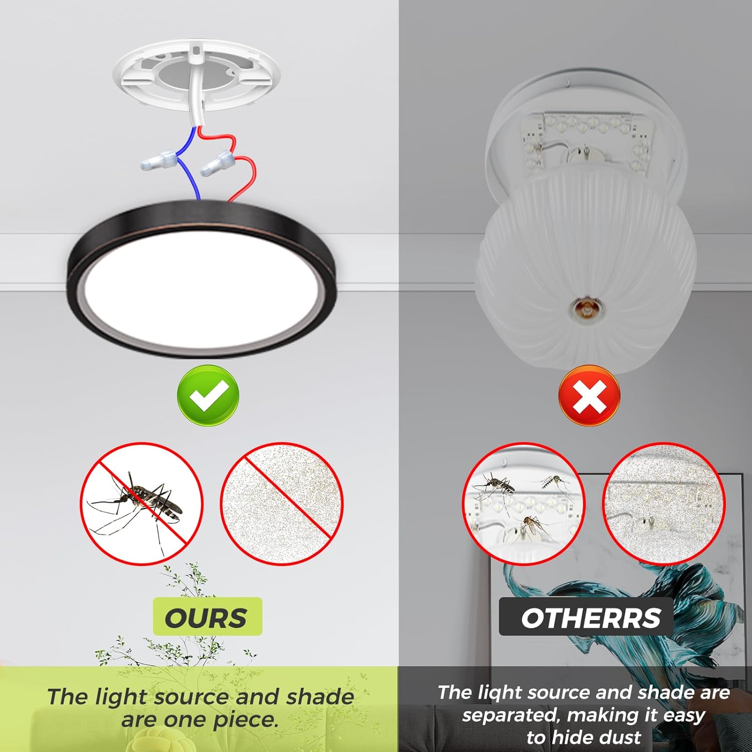 Detalle de hepside LED Ceiling Light with 3 Colour Temperatures (3000K/4000K/6500K) – IP54, Ø18cm, Oil Rubbed Bronze