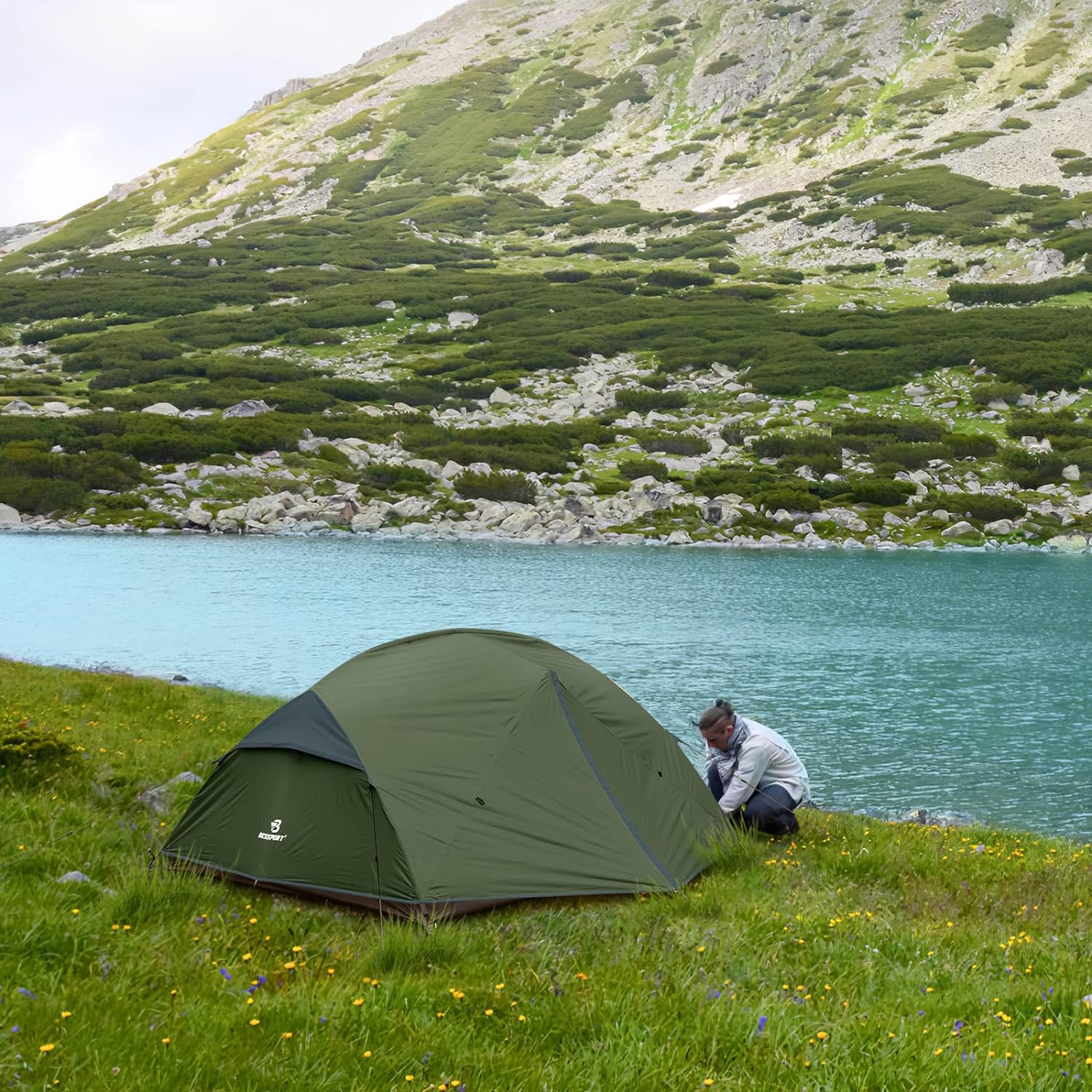 Thumbnail 6 de Bessport Zelt 2/3 Personen – Ultraleichtes 4-Jahreszeiten-Kuppelzelt, wasserdicht, 2 Türen