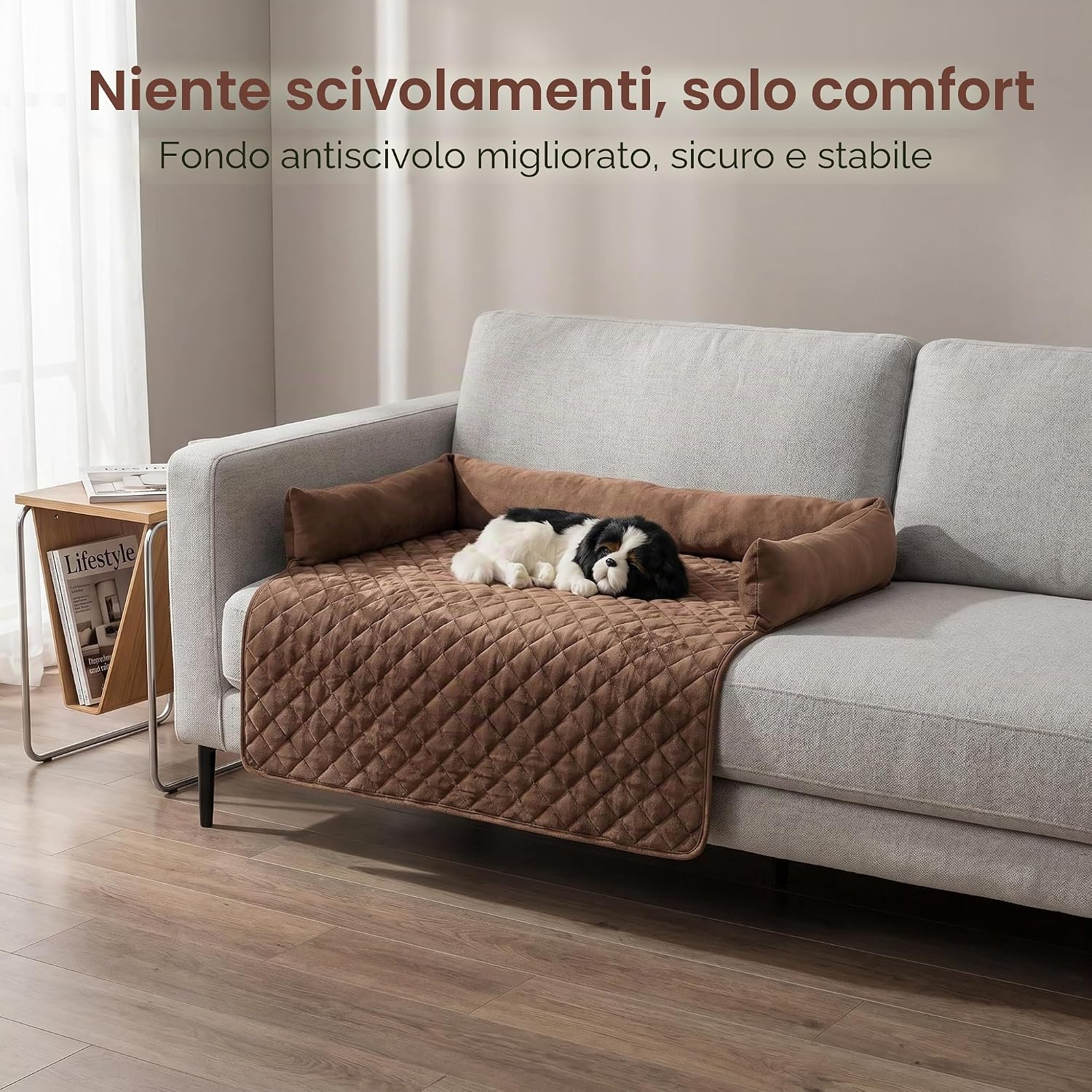 Detalle de OKYUK Letto per cani di taglia grande 75x75 cm: morbido, antiscivolo e lavabile