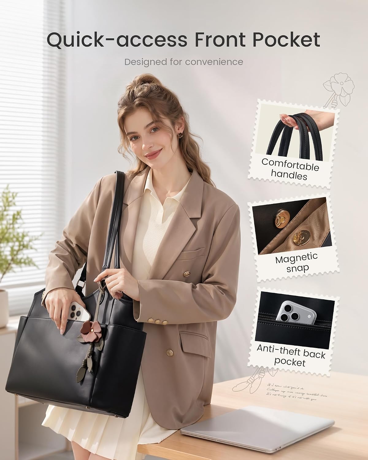 Detalle de LOVEVOOK Laptop Tote Bag for 15.6-Inch Laptops