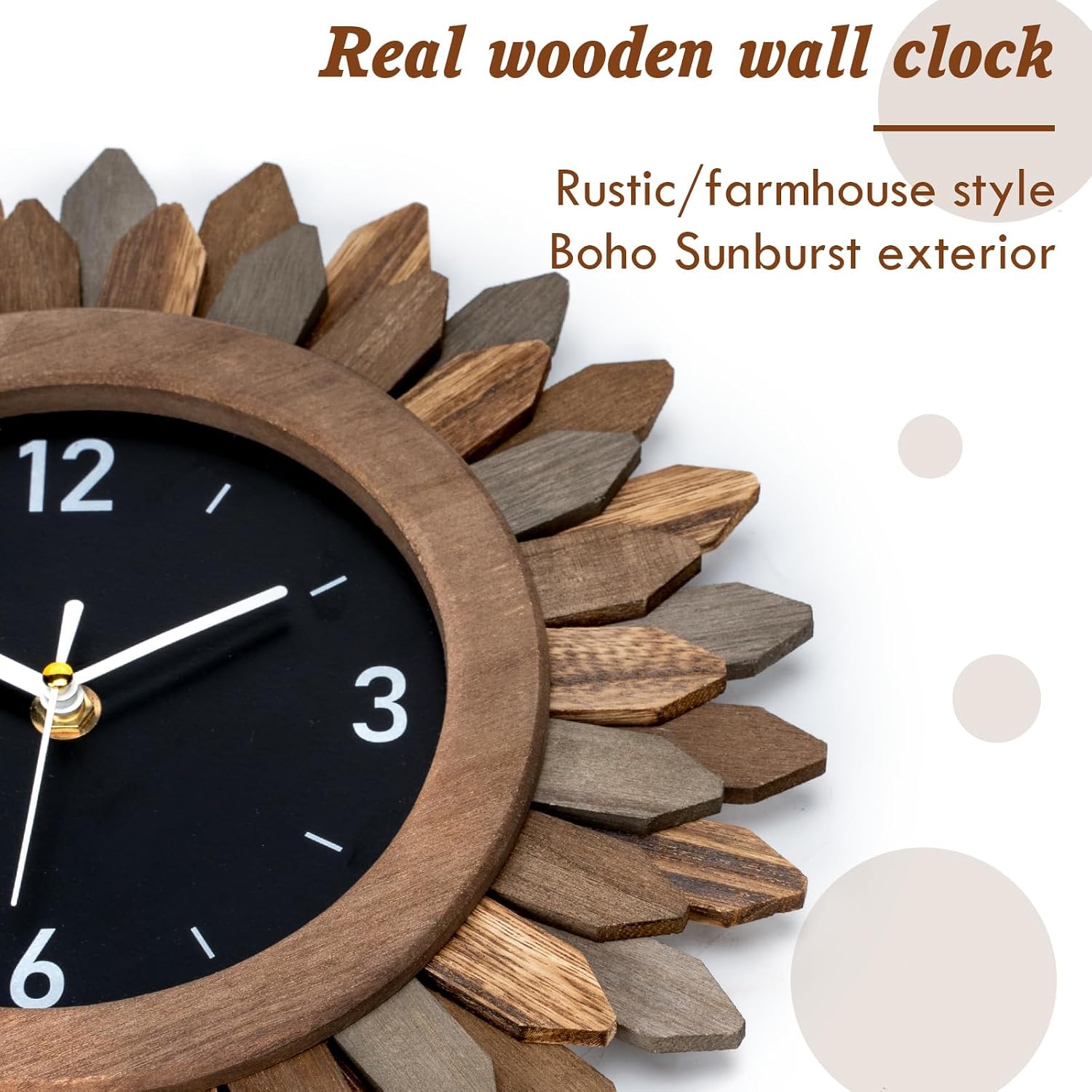 Thumbnail 1 de Honiway Wooden Wall Clock, 12-Inch
