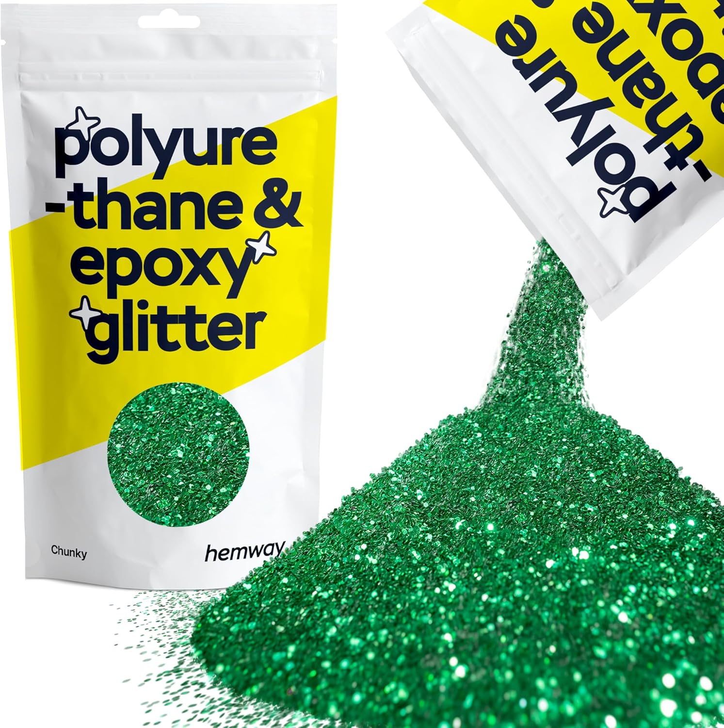 Hemway Resin Glitter Emerald Green Chunky (100g) for Epoxy & Polyurethane Resin Crafts