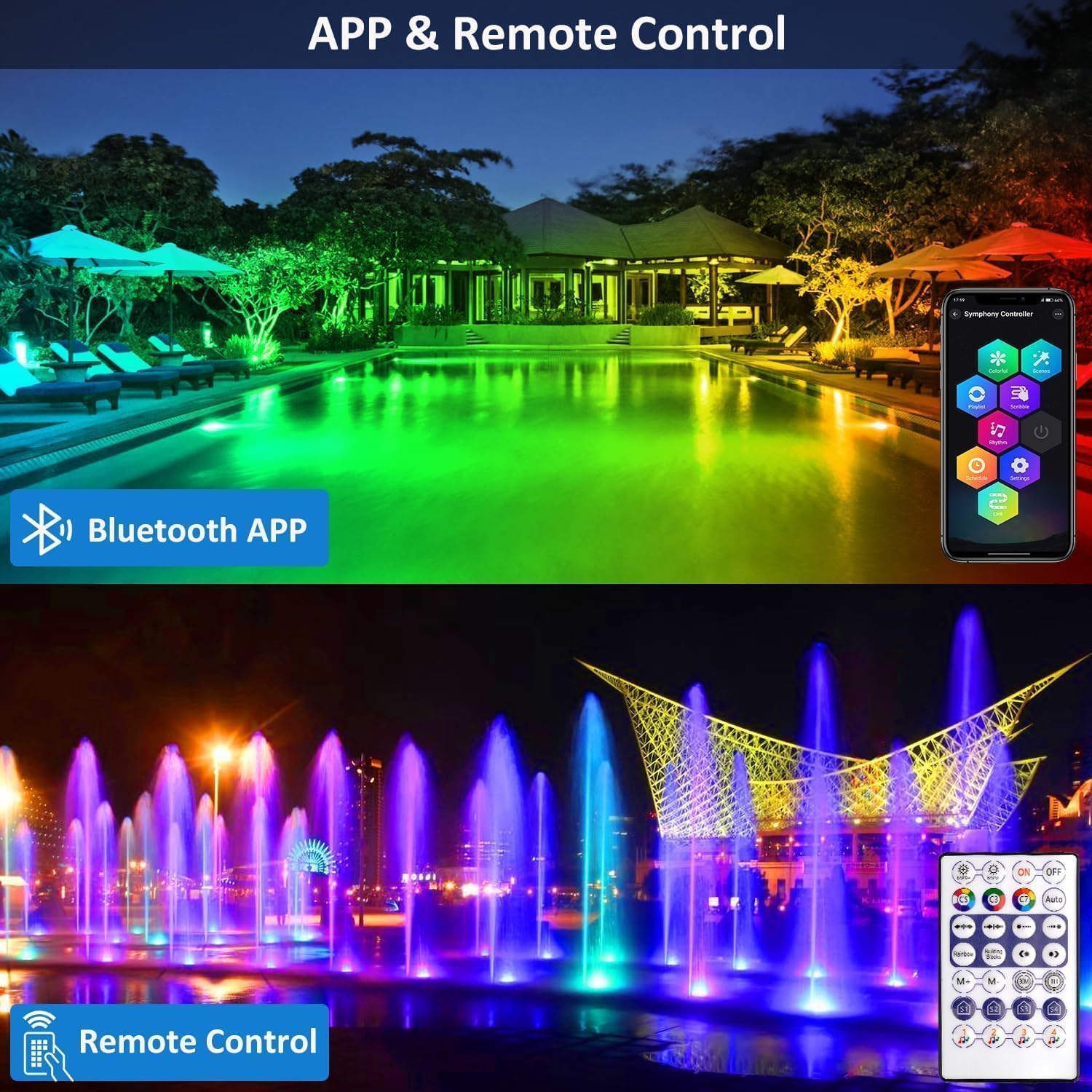 NATPOW LED Teichbeleuchtung RGB 5 in 1