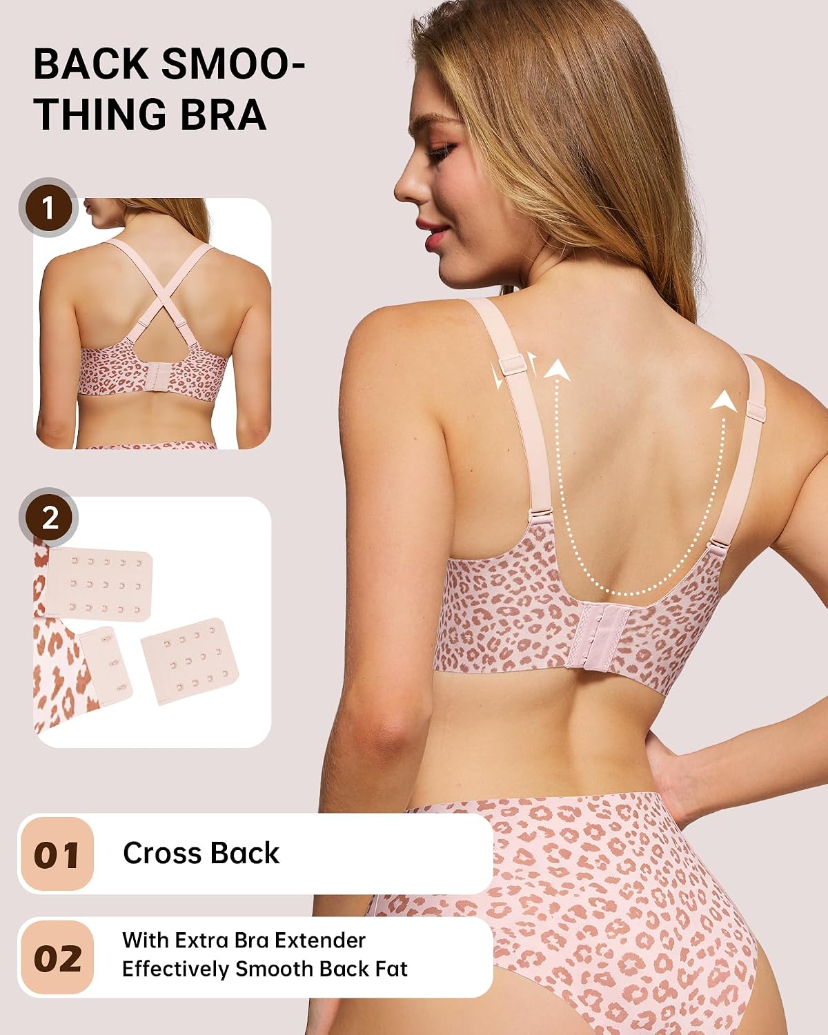 Detalle de HORISUN Wireless No Underwire Bra for Women with V-Neck Lace Trim: Jelly Supportive Seamless Bralette