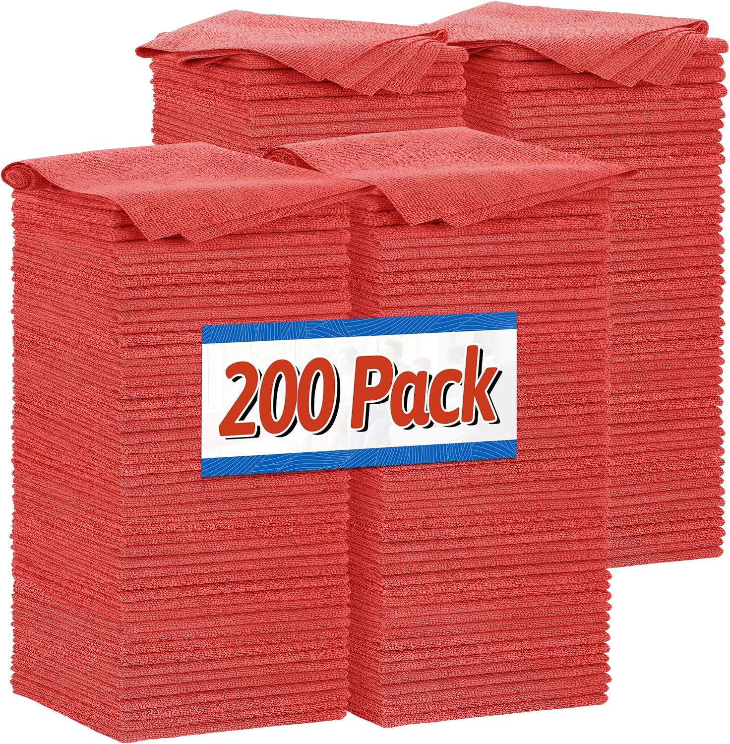 Detalle de FIXSMITH FM-JLC25-200PK-R Microfiber Cleaning Cloths, Red, 200-Pack