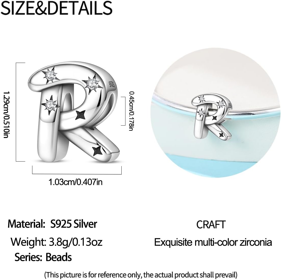 Thumbnail 4 de QIKAOLA S925 Sterling Silber Buchstaben Charms – 26 Buchstaben Perlen für Pandora Armbänder und Halsketten