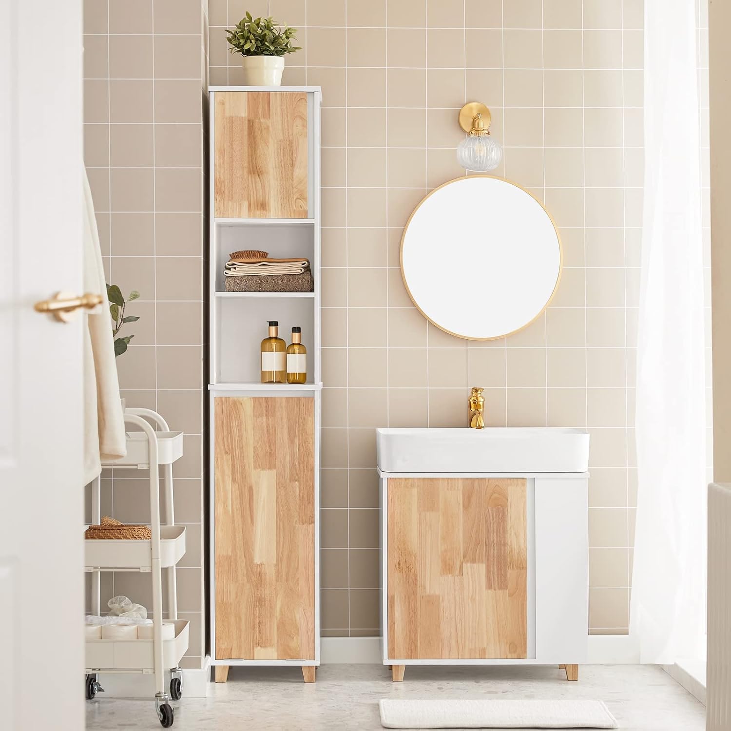 Detalle 2 de SoBuy BZR74-W meuble colonne 170 cm