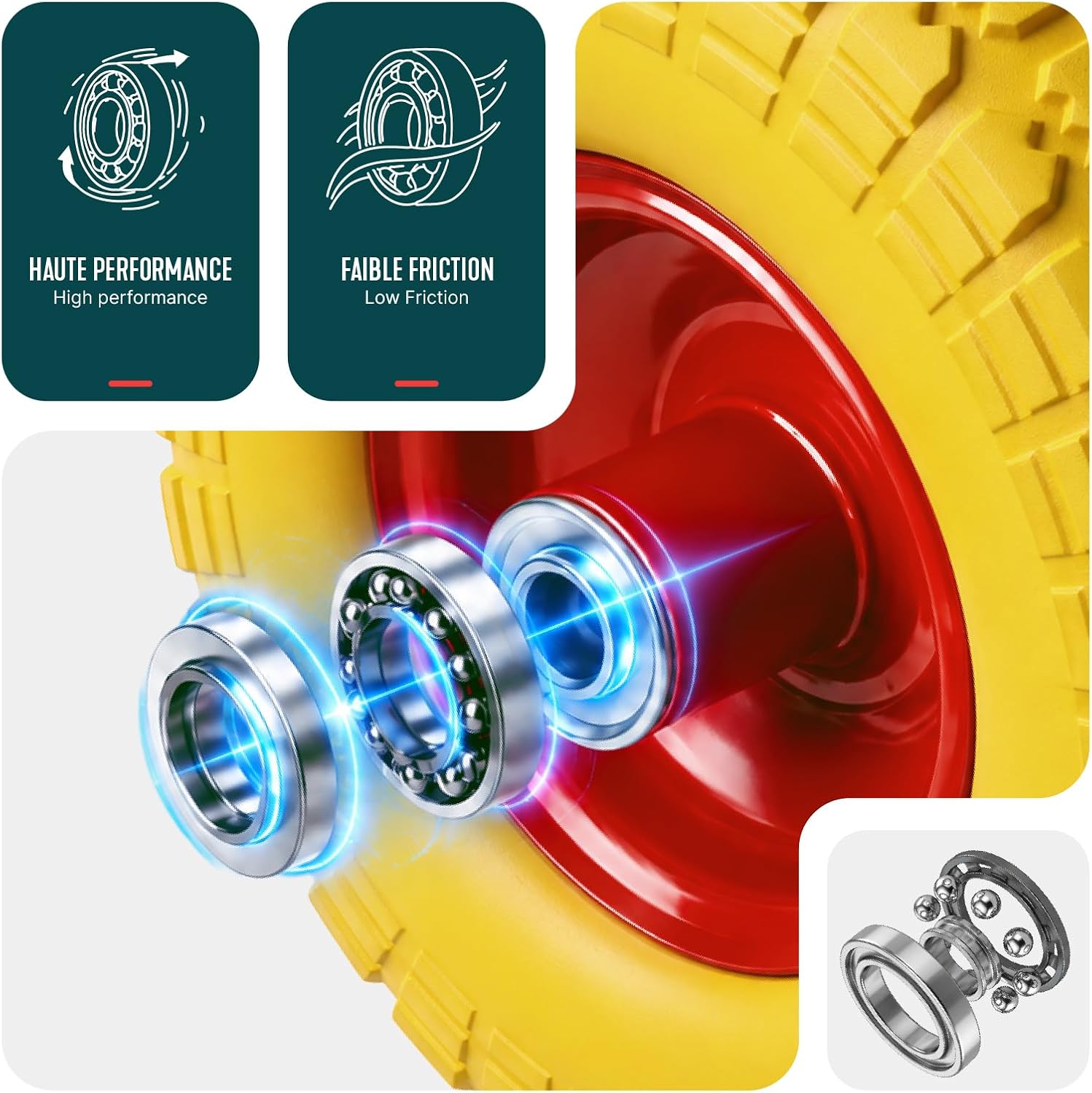 Thumbnail 3 de VOUNOT 3.50-4 Solid PU Wheel, 260 x 85 mm, 16 mm Axle Bore