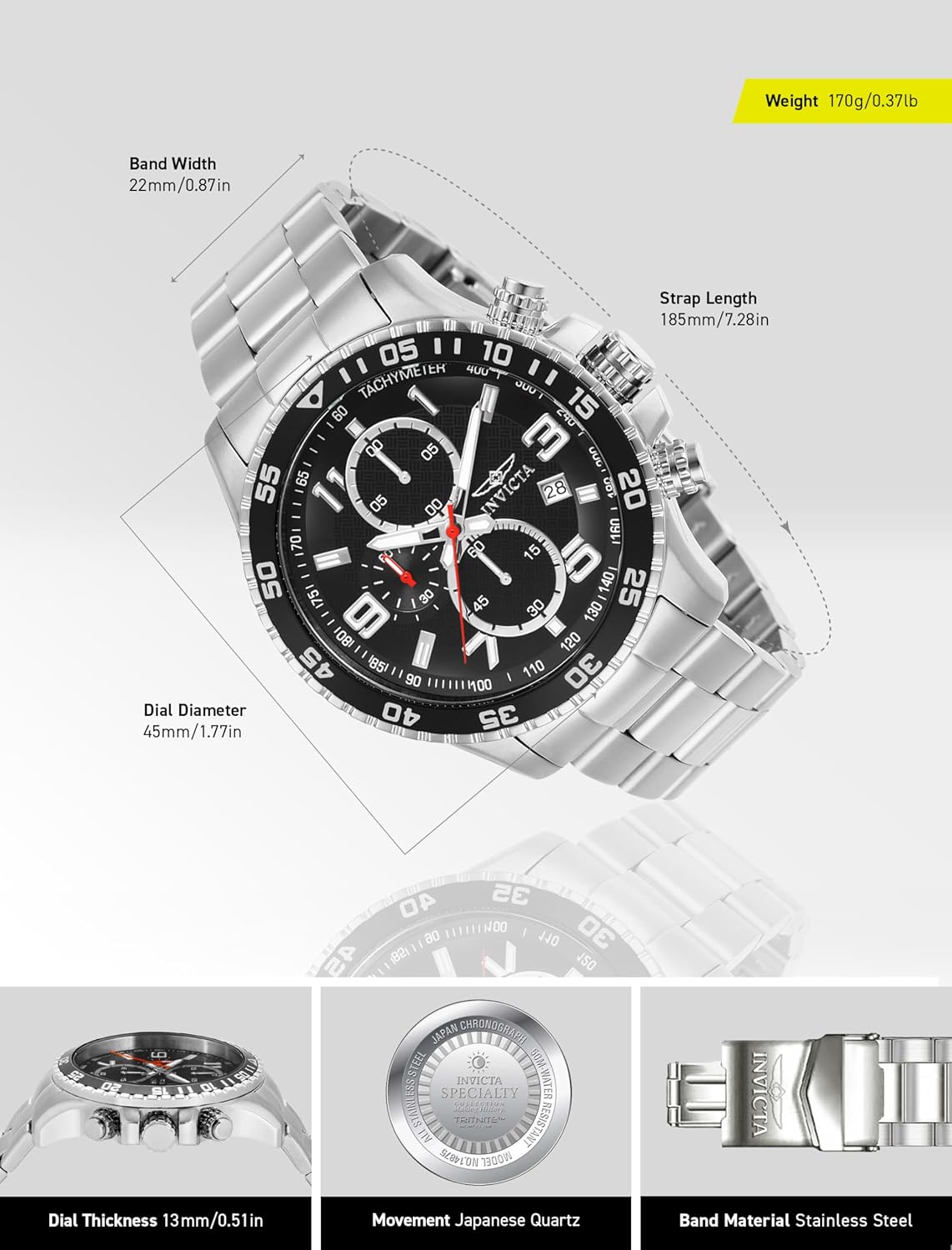 Thumbnail 2 de Invicta Specialty Montre Homme 45mm en Acier Inoxydable – Mouvement Quartz