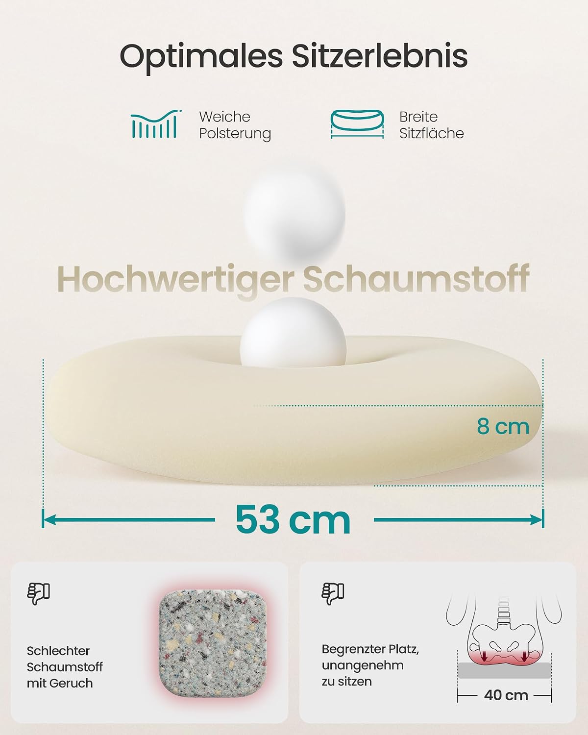 Detalle 2 de SONGMICS OBN047K01 ergonomischer Bürostuhl 53 cm Sitzfläche