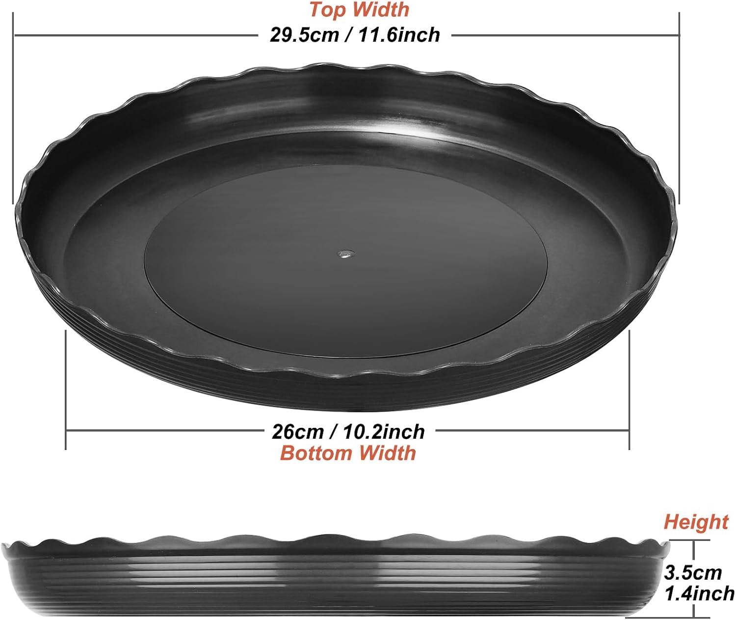 Thumbnail 1 de Worephu 5 Packs Plant Pot Saucers – Heavy Duty Round Drip Trays (Black)