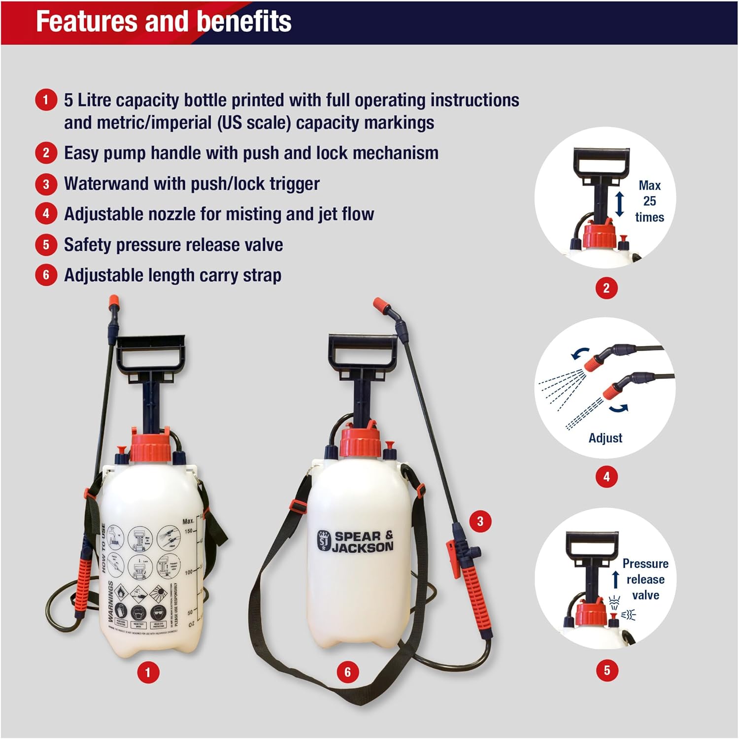 Detalle 2 de Spear & Jackson 5LPAPS 5 Litre Sprayer