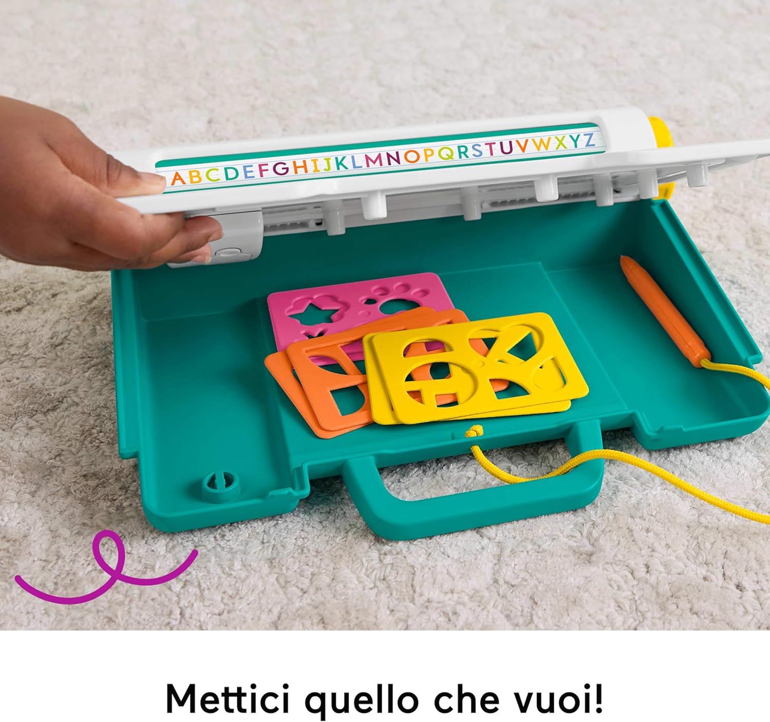 Detalle 2 de Fisher-Price Postazione Impara e Scarabocchia – Postazione per Scrittura e Disegno con LCD e Stencil, 3+ Anni (JDL70)