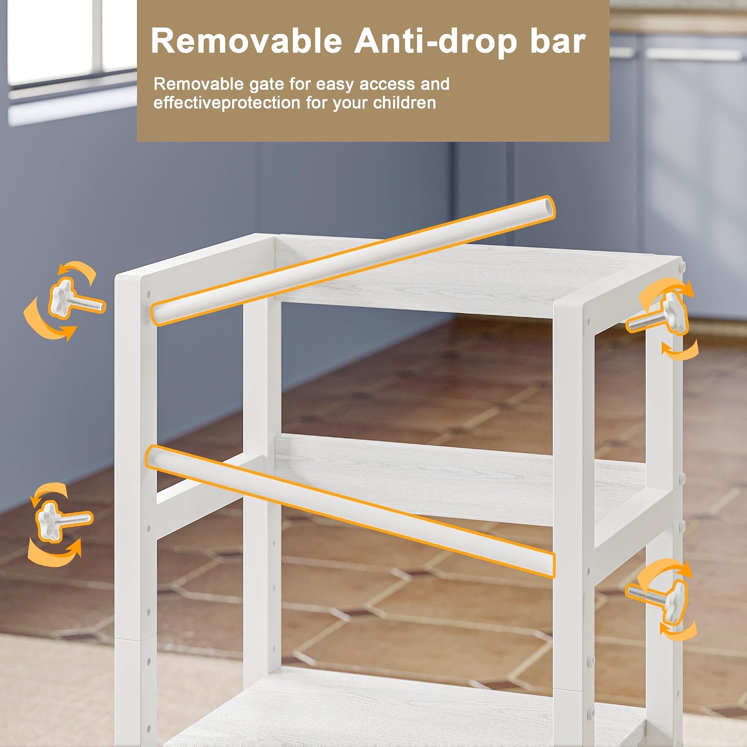 Detalle de INNOD Toddler Kitchen Step Stool with Steel and Wood