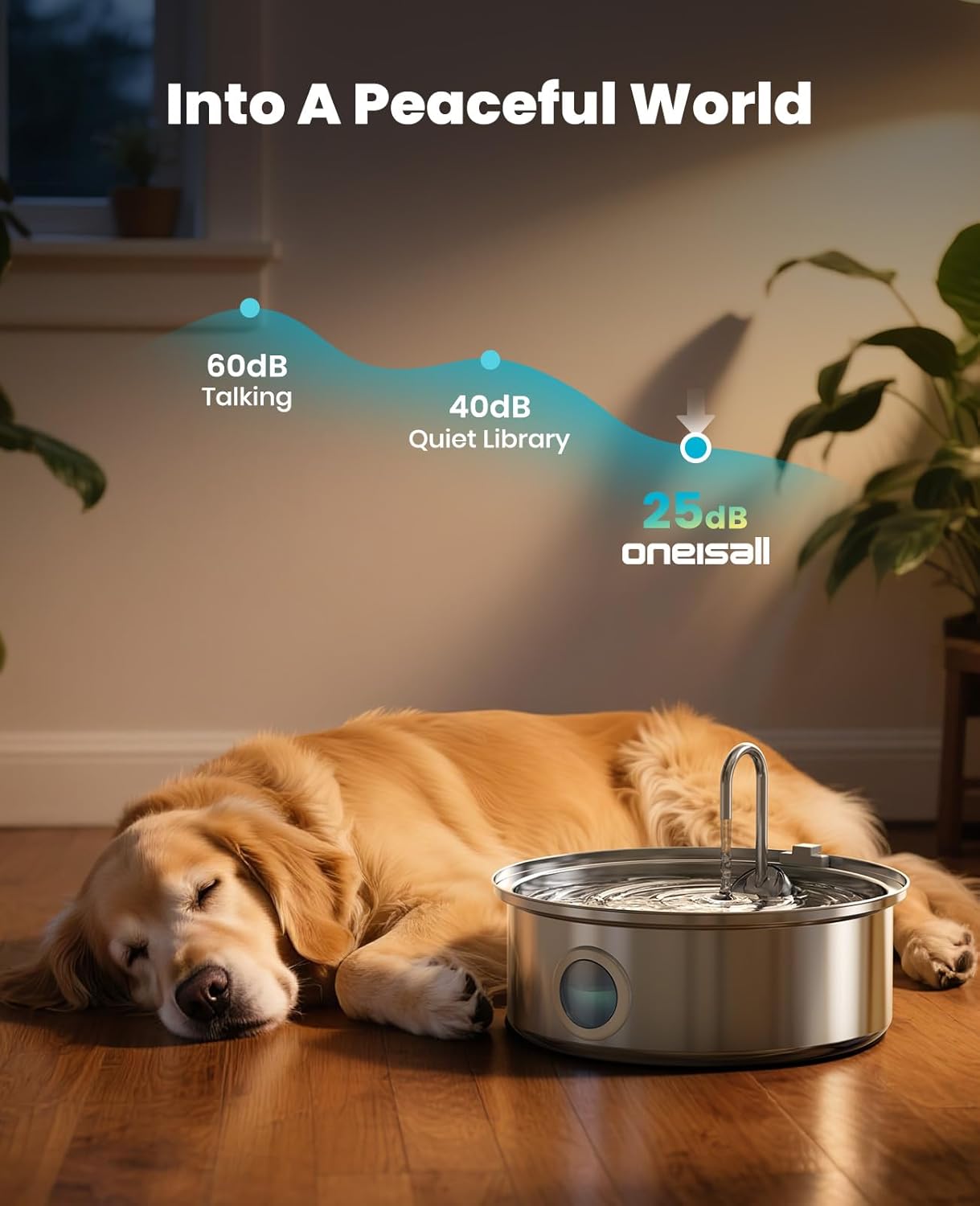 Thumbnail 3 de oneisall Dog Water Fountain 7L/230oz: Stainless Steel, Ultra-Quiet, 5-Stage Filtration