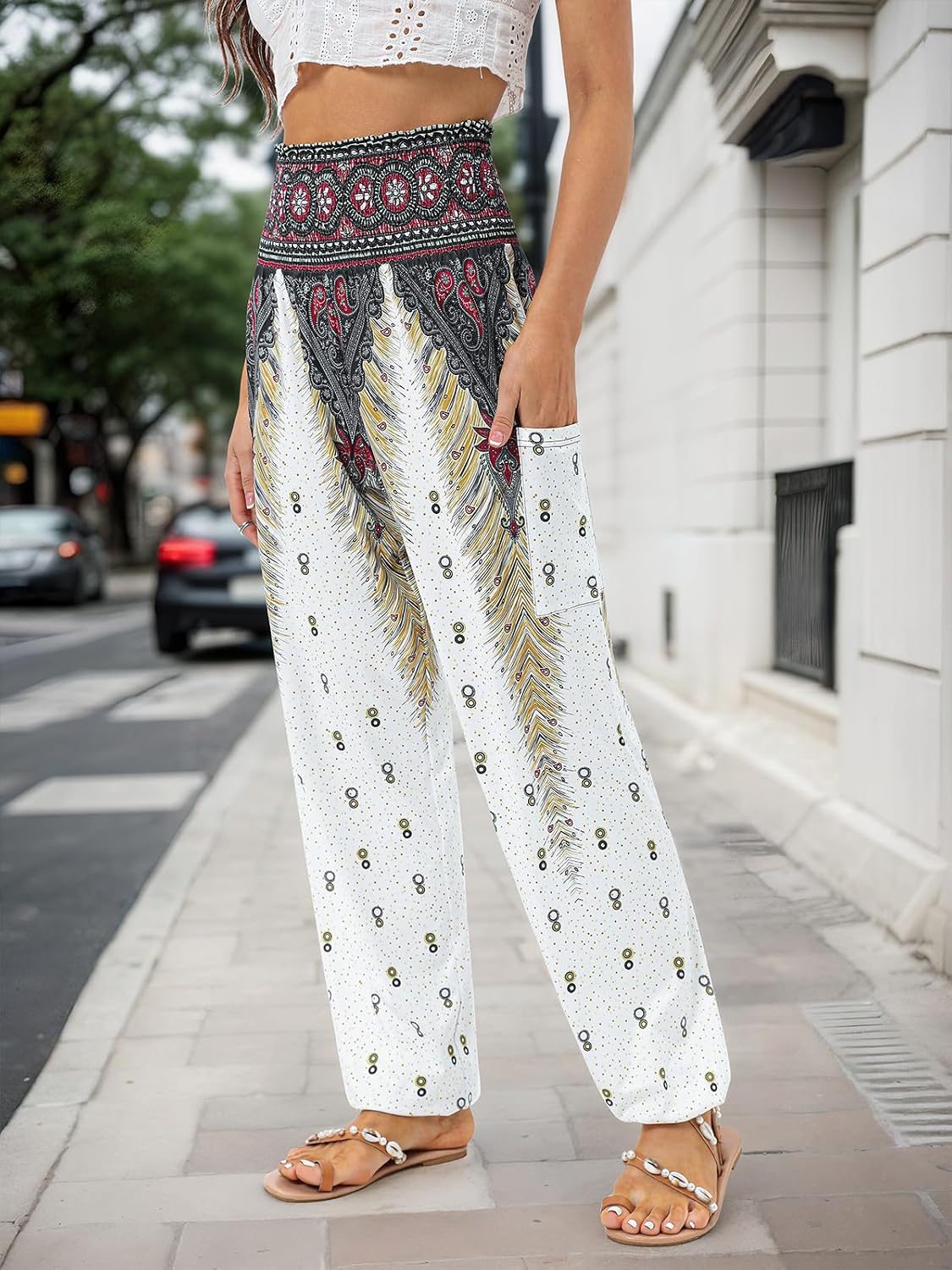 Detalle 2 de QIANXIZHAN harem pants for yoga, 95% polyester