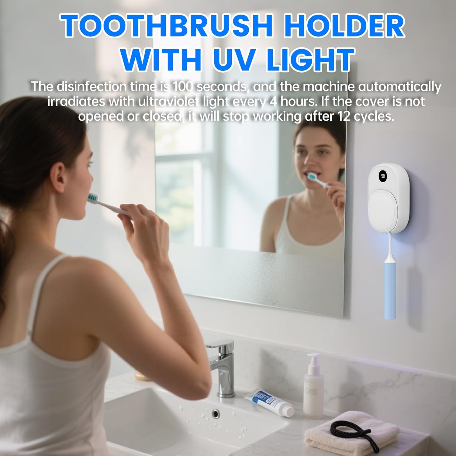 Thumbnail 3 de MISIRUN Porte brosse à dents UV-C 2 emplacements