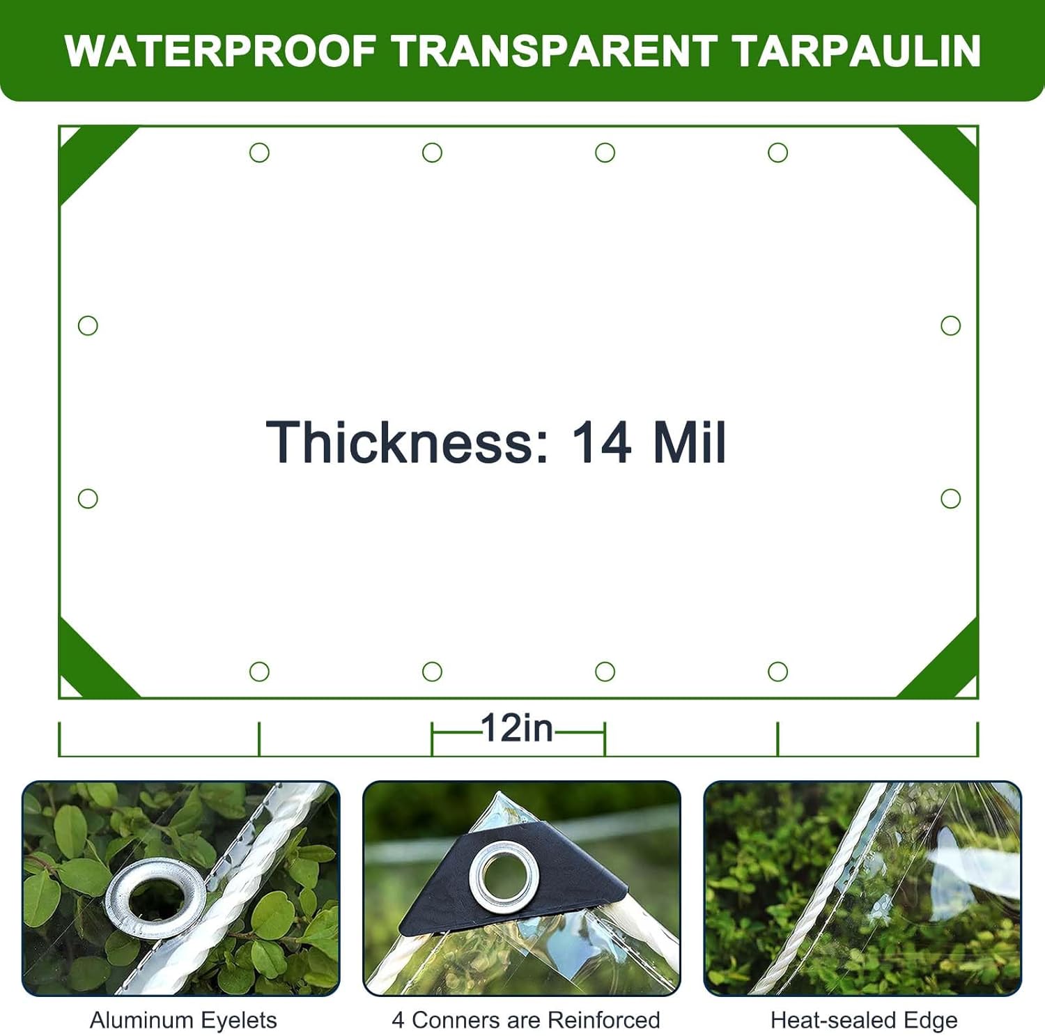 Thumbnail 2 de Clear Heavy Duty 8x10ft PVC Tarp for Outdoor Enclosures