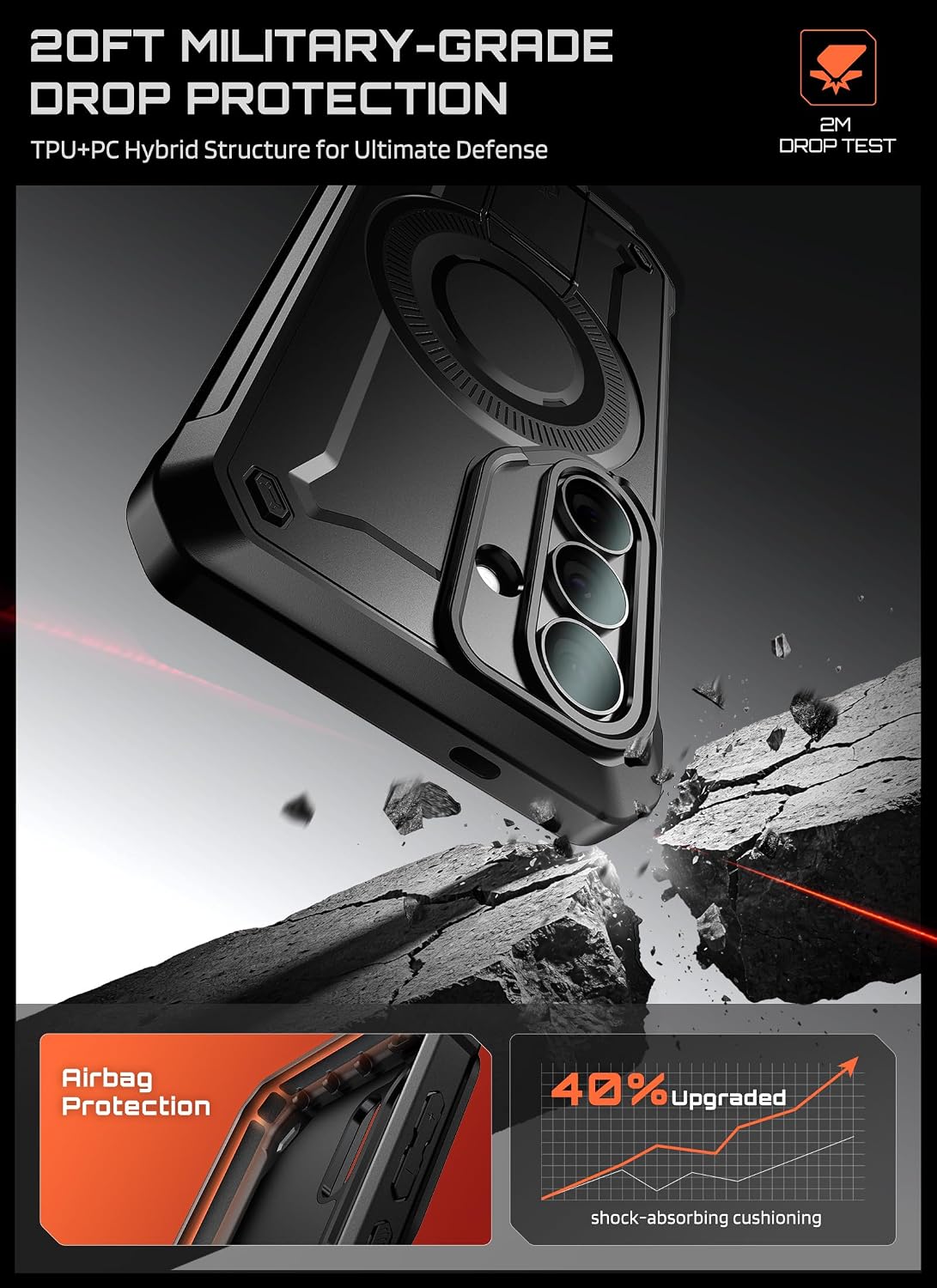 Detalle de SUPCASE UB Pro Mag for Samsung Galaxy S26 — Stand Case with Built-in Screen Protector, MagSafe Ready, and Rotating Belt Clip