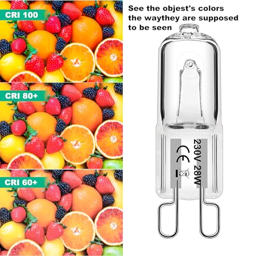 Thumbnail 6 de Simusi G9 Halogen Light Bulbs, 28W Dimmable Capsule, Warm White 2700K, 12 Pack