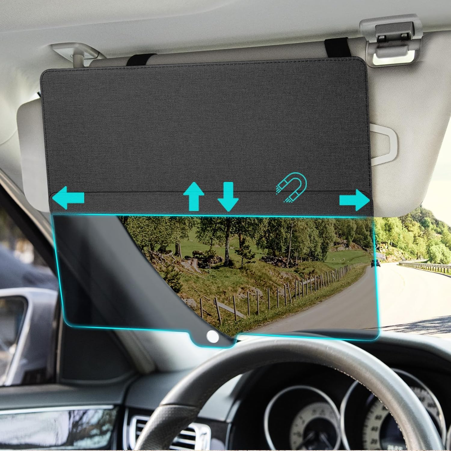 Sonnenblende Verlängerung Auto – Magnetische Visiereinstellung in Grau