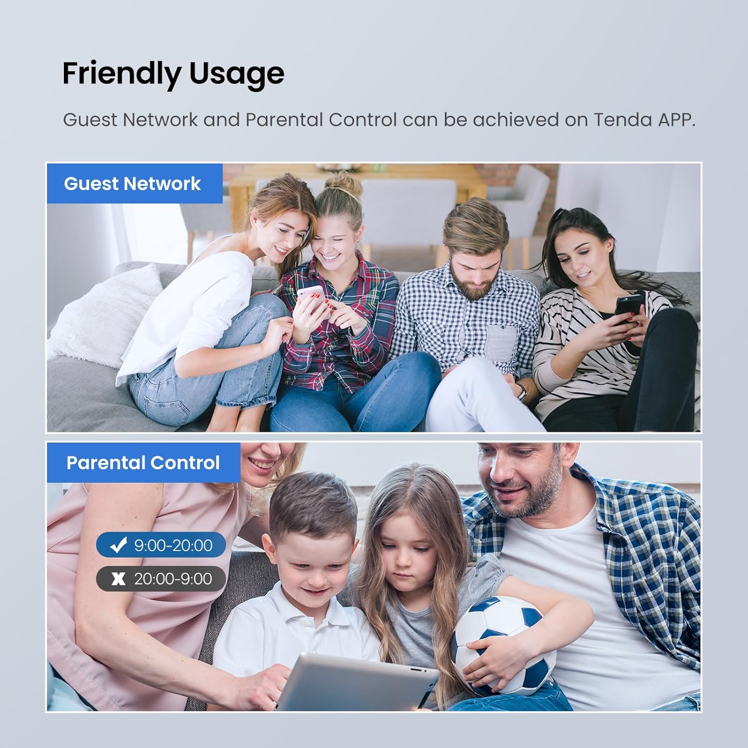 Thumbnail 5 de Tenda AC8 AC1200 dual-band Wi‑Fi router with Beamforming, MU‑MIMO and app control