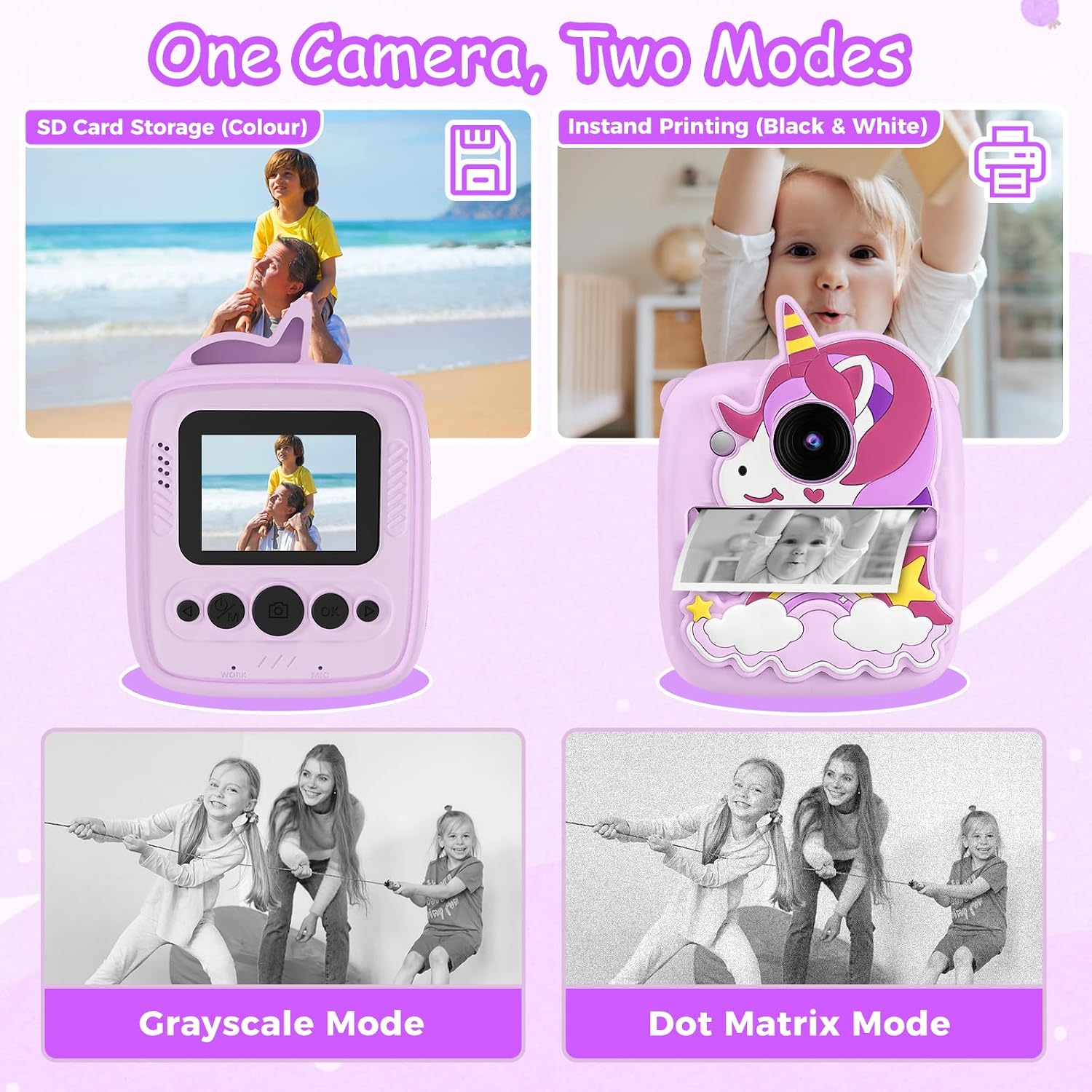 Thumbnail 1 de Kids Camera Instant Print with 48MP & 1080p HD 32GB Card
