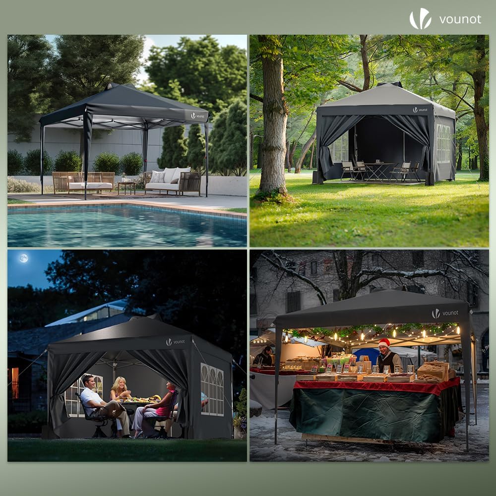 Thumbnail 3 de VOUNOT Tonnelle de Jardin 3x3m Pop Up avec Parois Imperméables et Sac de Transport