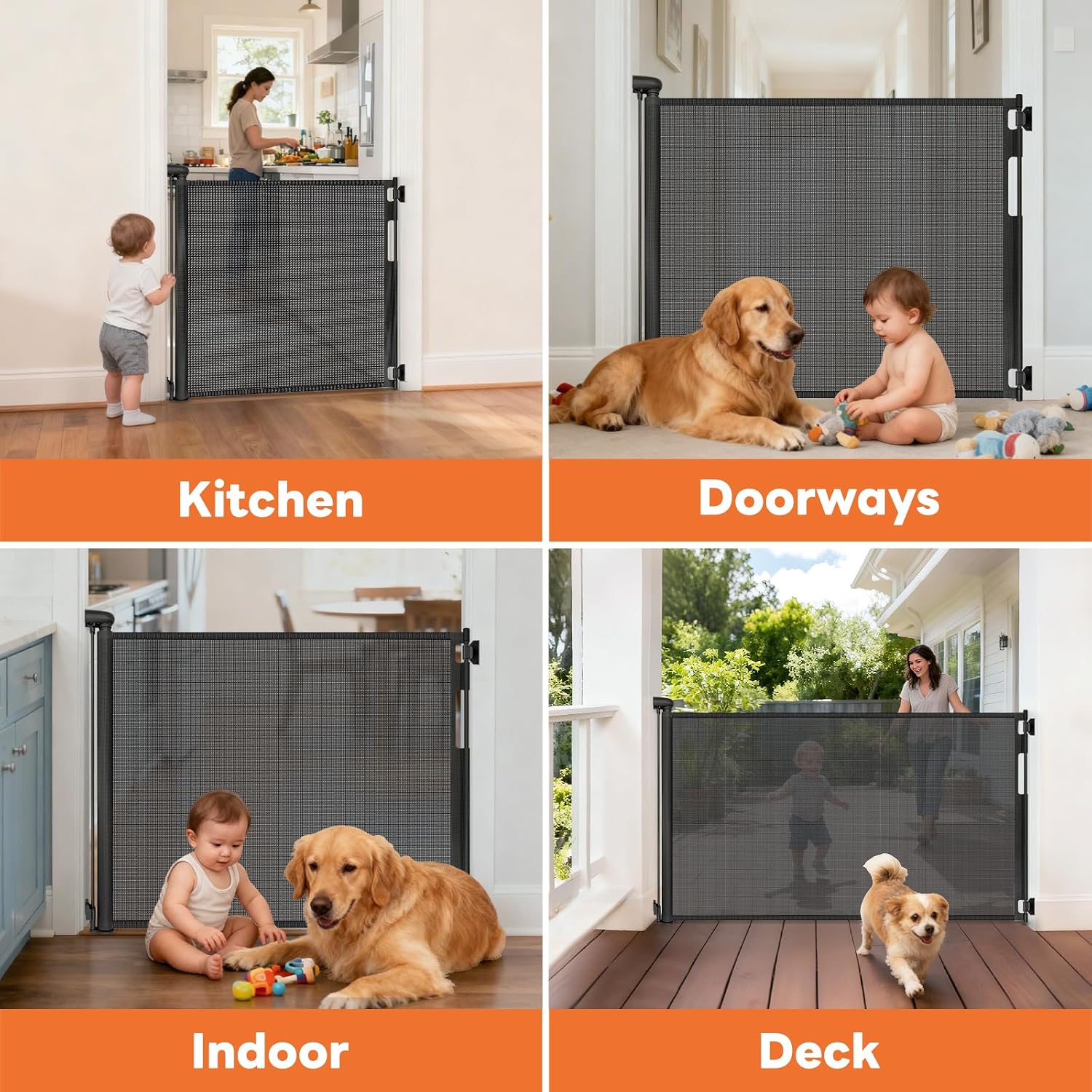 Thumbnail 6 de peluasua peluasua4 Retractable Baby Gate, 70-Inch Wide Mesh Barrier