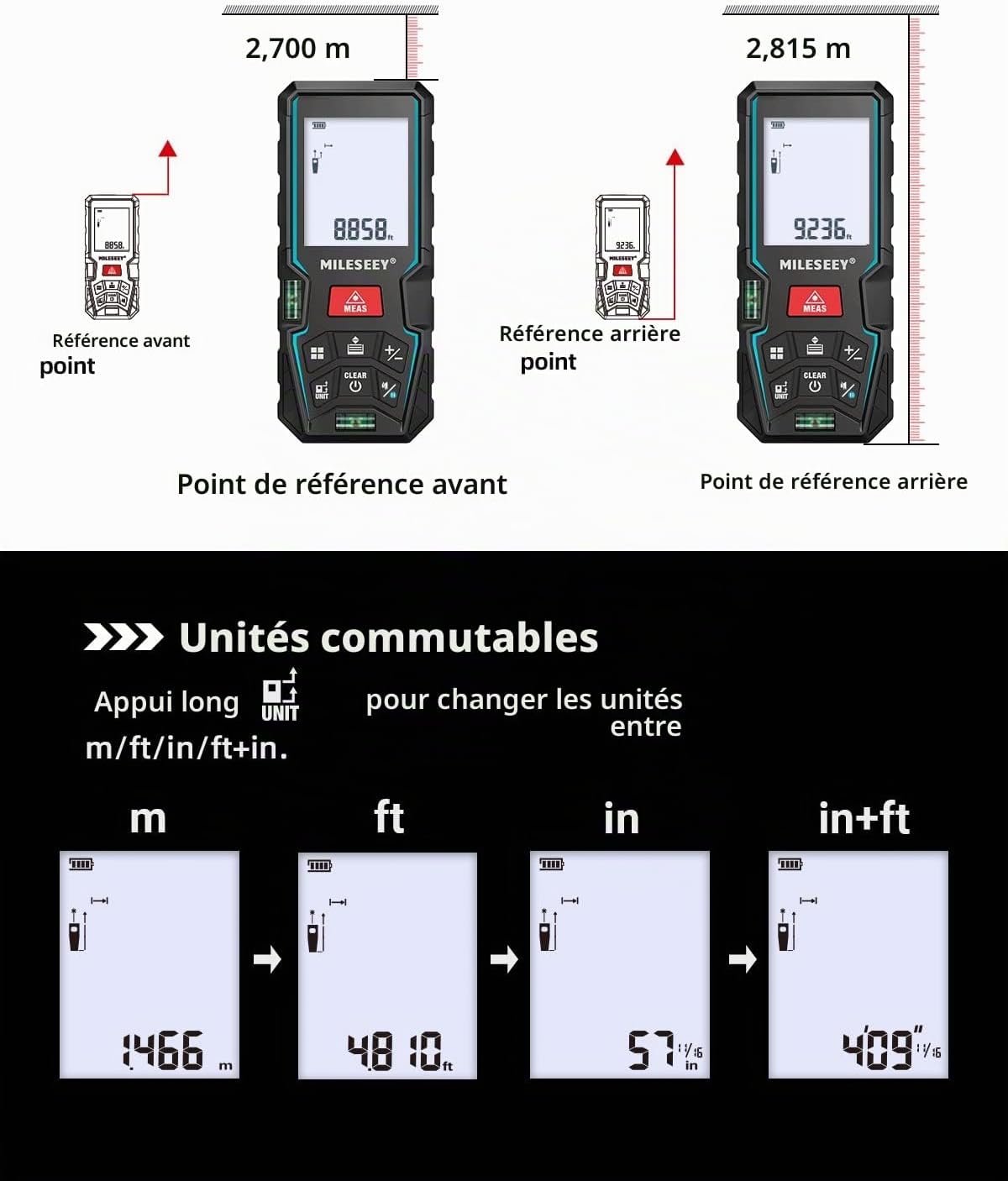 Thumbnail 5 de MiLESEEY S5t-50-D5T laserafstandsmeter 50 m met app en ±2 mm nauwkeurigheid