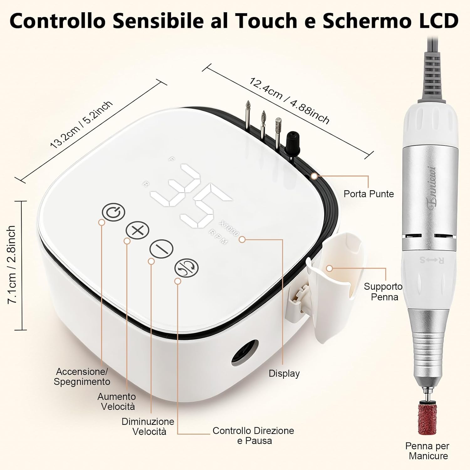 Thumbnail 6 de Enniewi fresa per unghie professionale 35.000 RPM con display LED