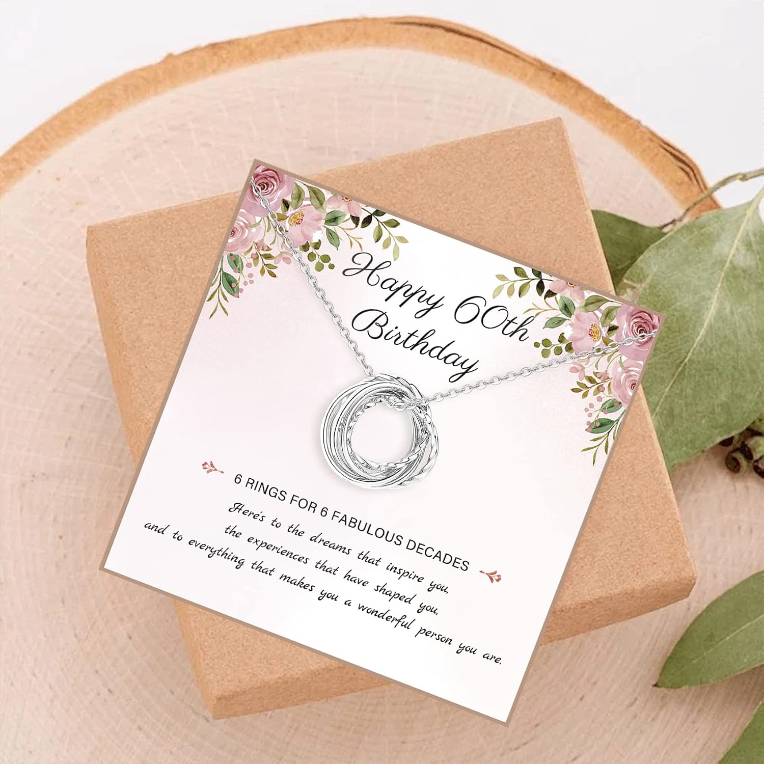 Detalle de PRETOLE 60th Birthday Interlocking Circles Necklace in Sterling Silver