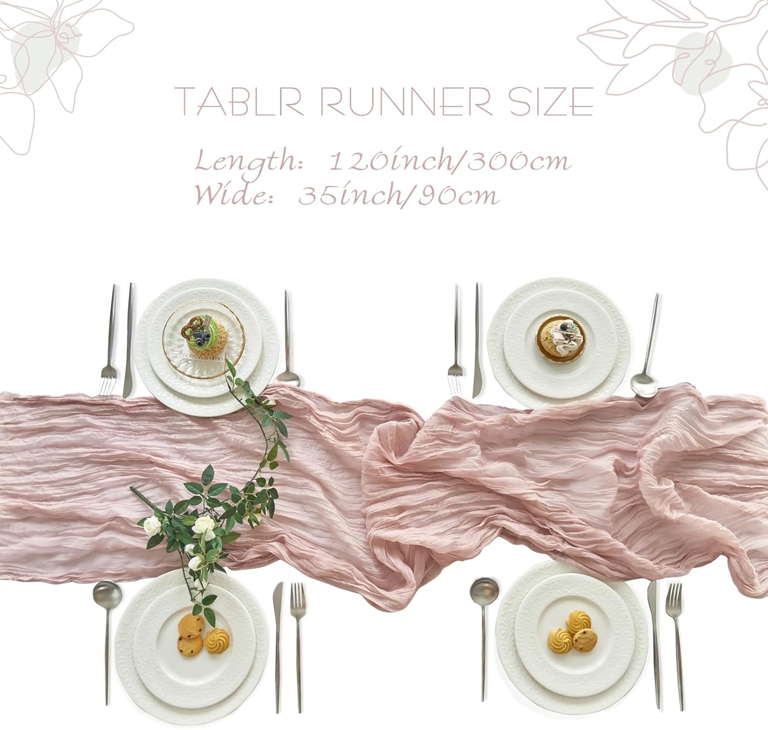 Detalle 2 de IVAPUPU 10ft Cheesecloth Table Runner ๐