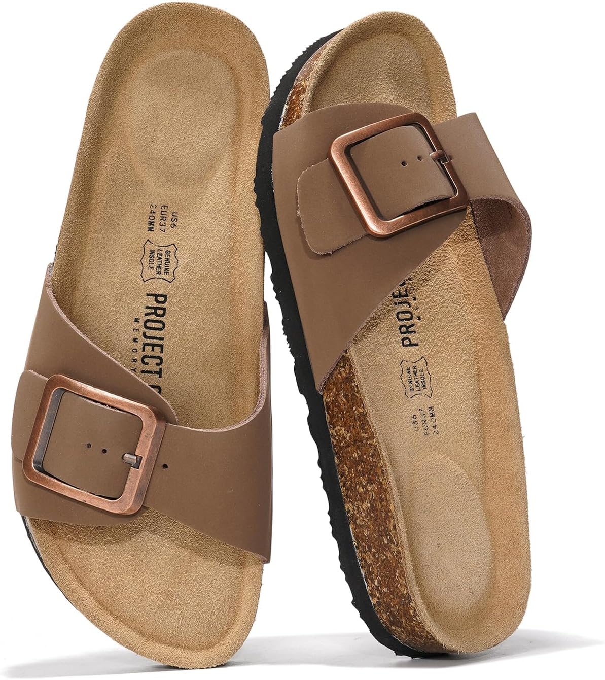 Detalle de Project Cloud 100% Genuine Leather Slides for Women with Memory Foam Insole